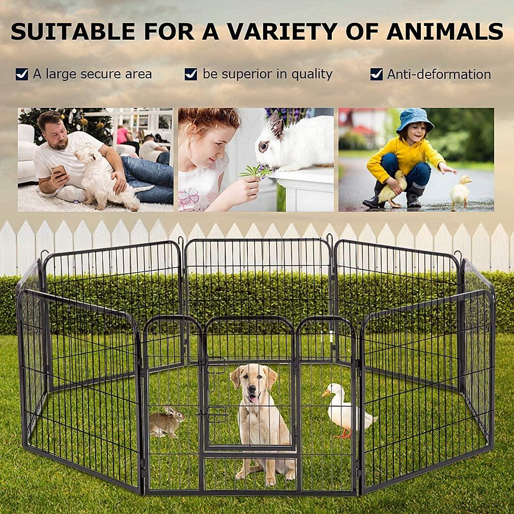 FDW Dog Playpen Pet Dog Fence 32" Height 8 Panels Metal Dog Pen Outdoor Exercise Pen with Doors for Large/Medium /Small Dogs for RV,Camping,Yard