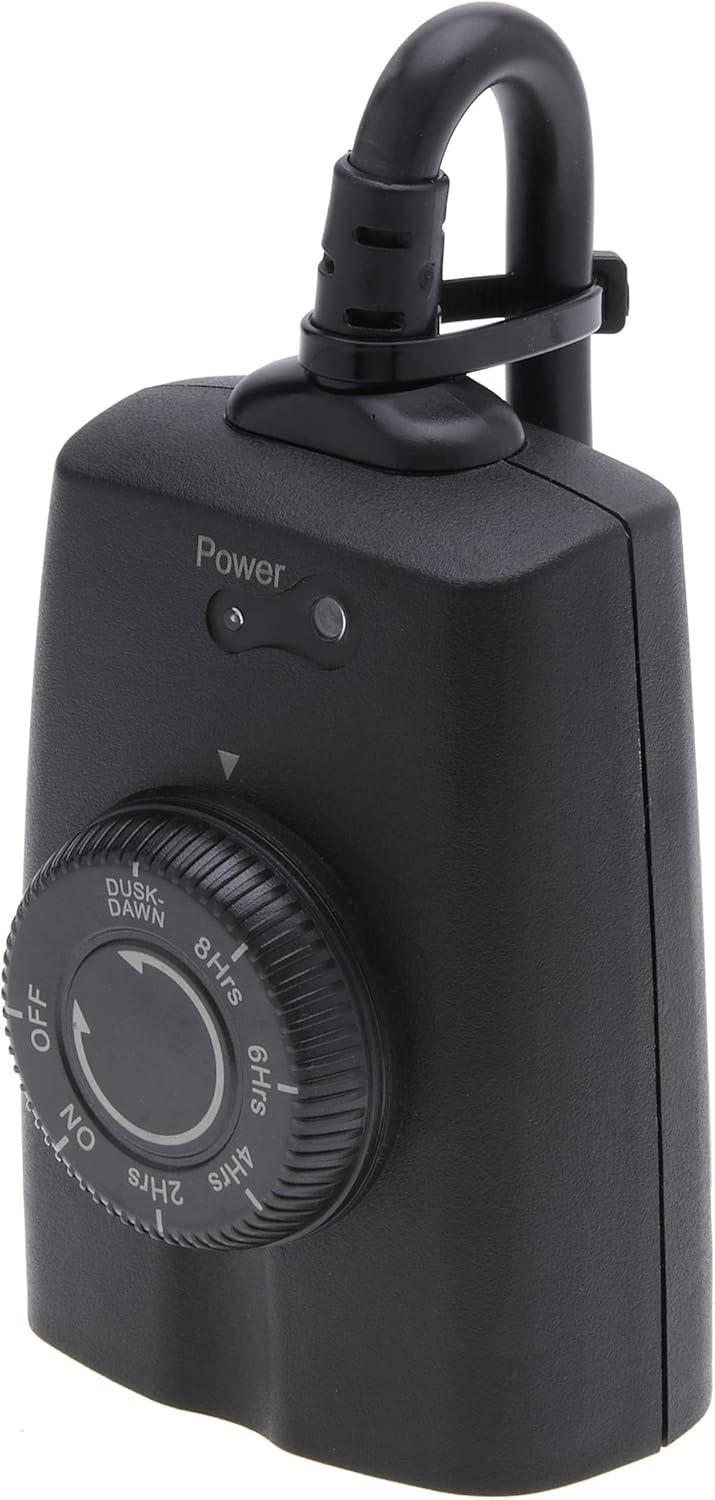 Black Outdoor Digital Plug-In Timer with Photocell Control