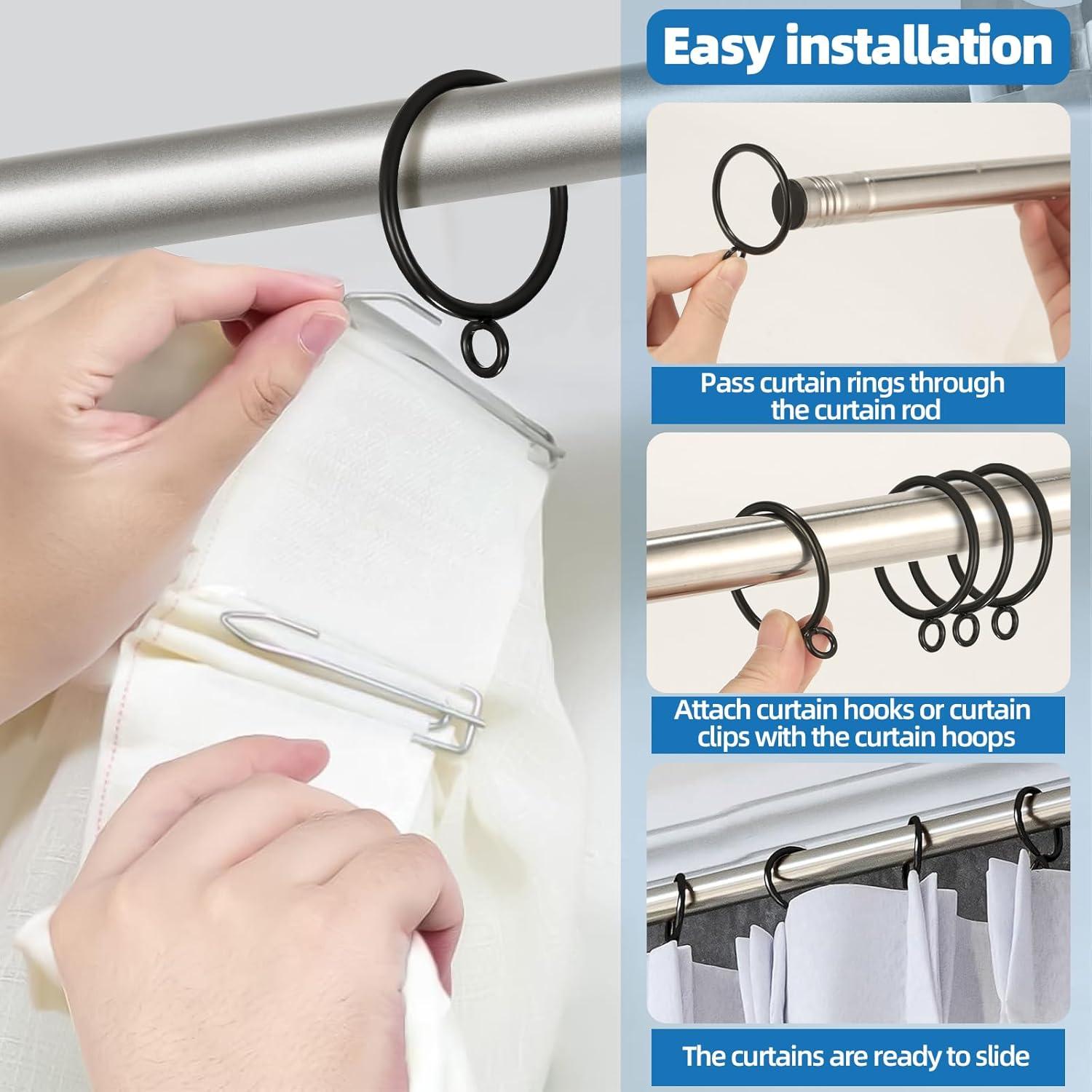 Innovire 42 Pack Curtain Rings with Eyelet 1.5" Inner Diameter,Metal Drapery Ring Fits up to 1.25" Drapery Rod,Glide Smoothly Curtain Rod Rings,Strong Vintage Decorative Rustproof Curtain Ho