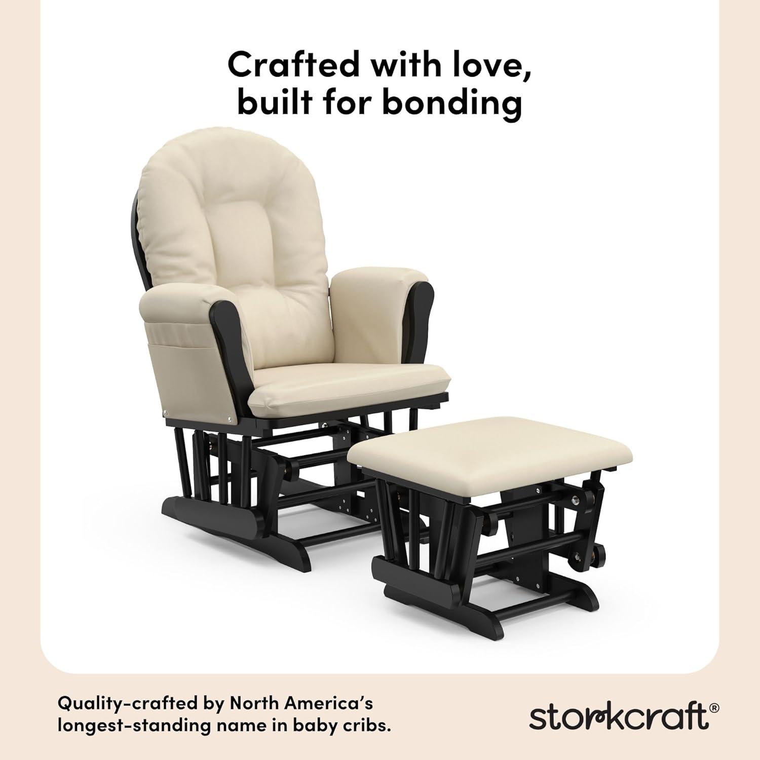 Storkcraft Hoop Infant Nursery Glider and Ottoman, Black with Beige