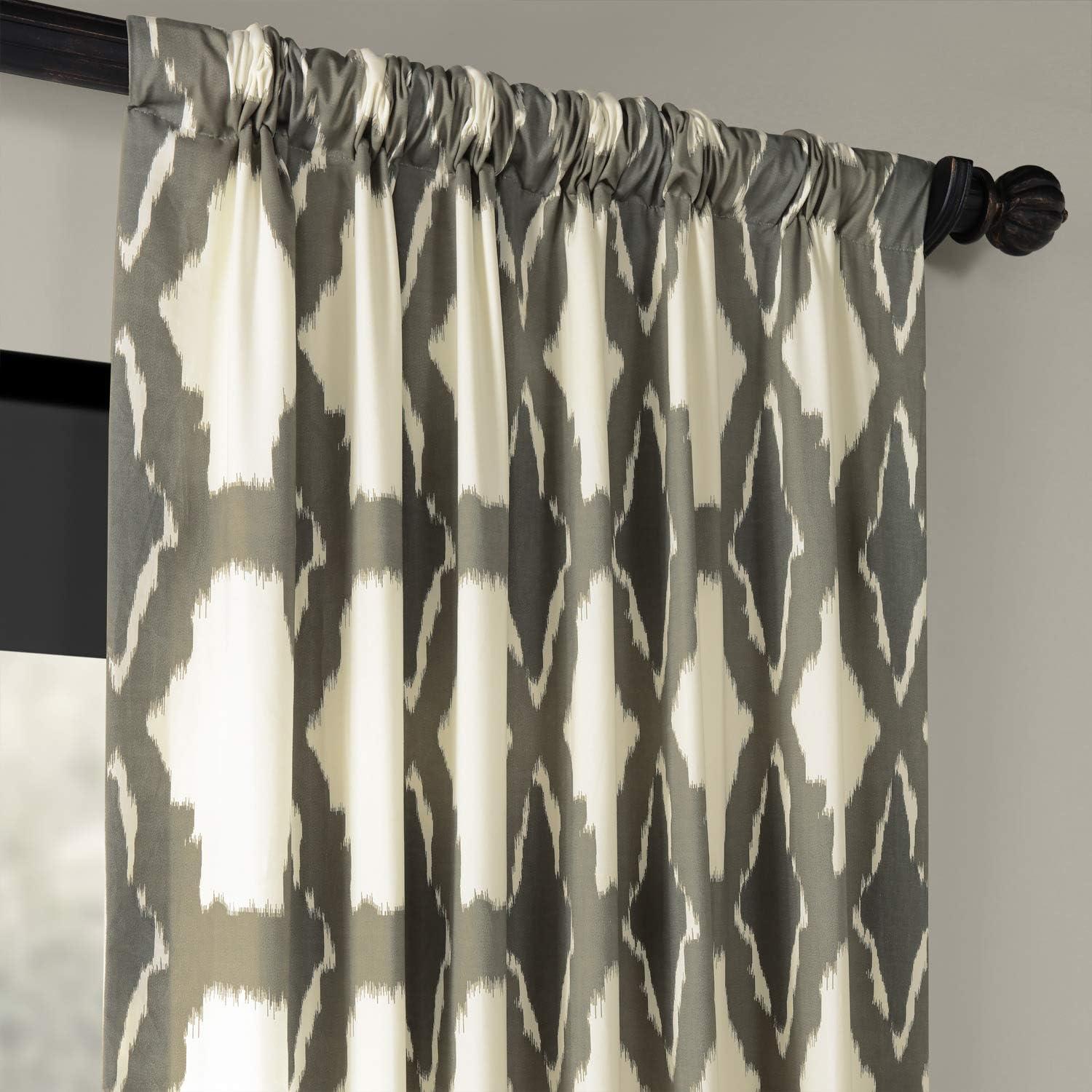 Mecca Blue Printed Cotton Curtain (1 Panel), Mecca Blue, 50W X 120L