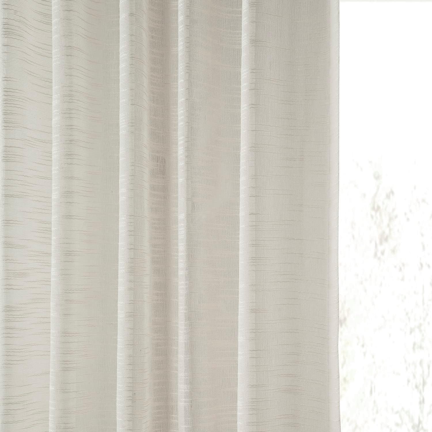 Ivory Open Weave Linen Sheer 96" Curtain Panel