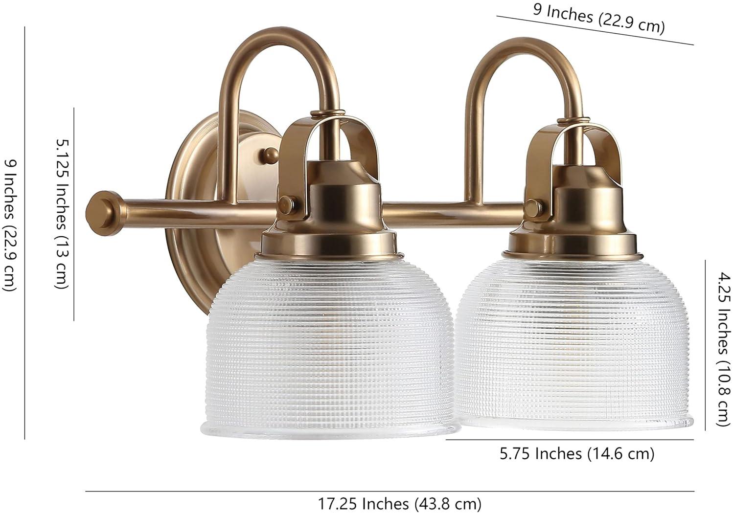 17.25" Metal/Glass Vanity Wall Light, ETL Listed, Bright Bathroom Fixture - JONATHAN Y