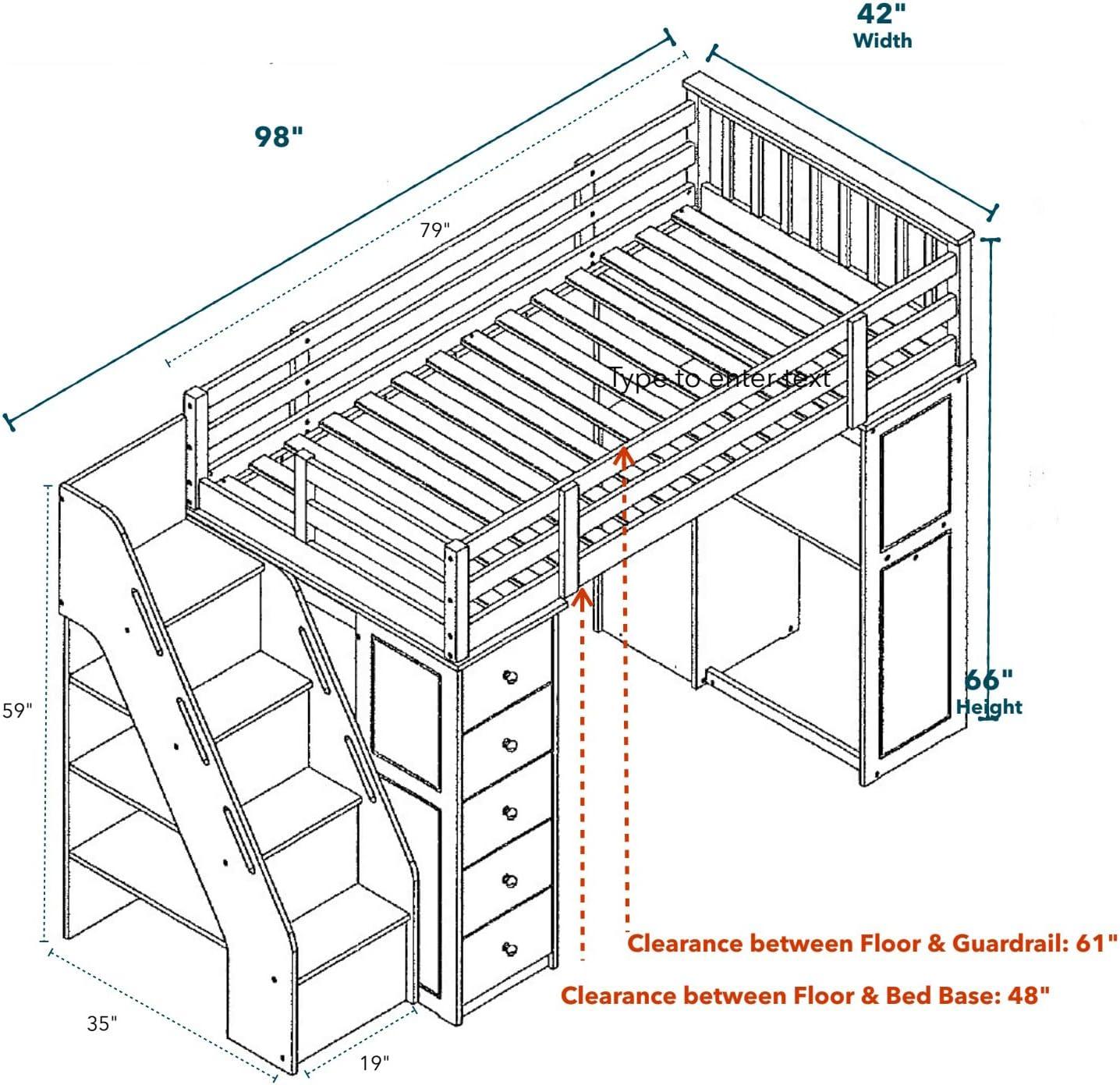 Estefania Twin 8 Drawer Loft Bed with Bookcase by Isabelle & Maxâ¢