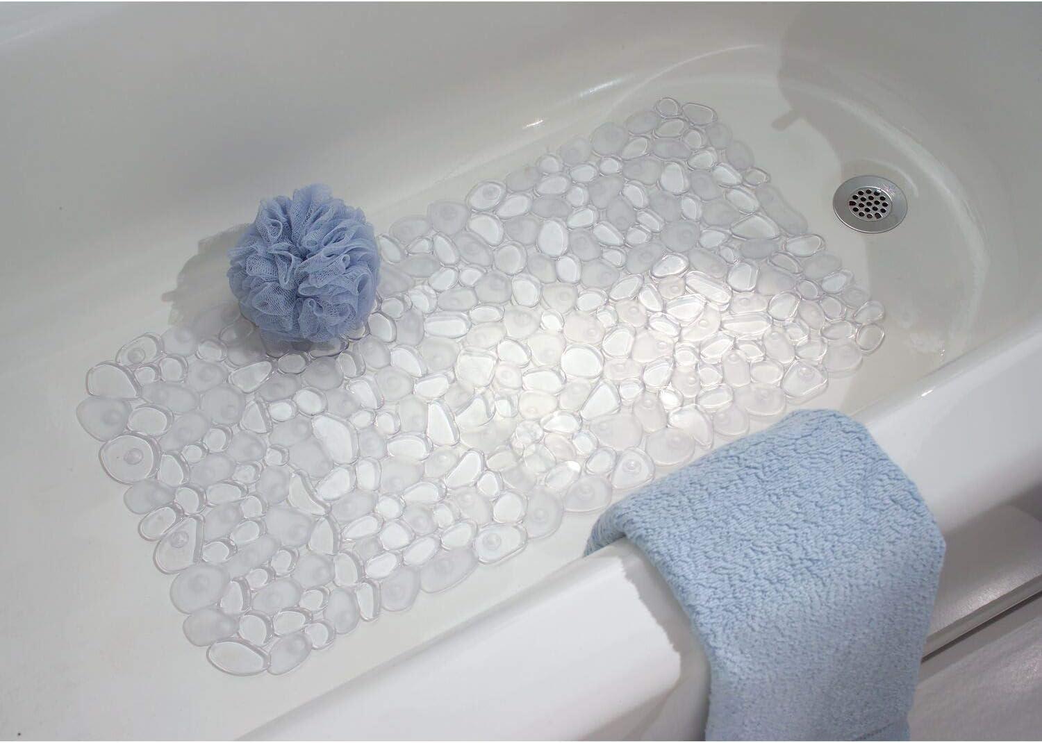 iDESIGN Pebblz Suction Non Slip Bath Mat for Shower Bathtub Stall 16 "x9 " Clear