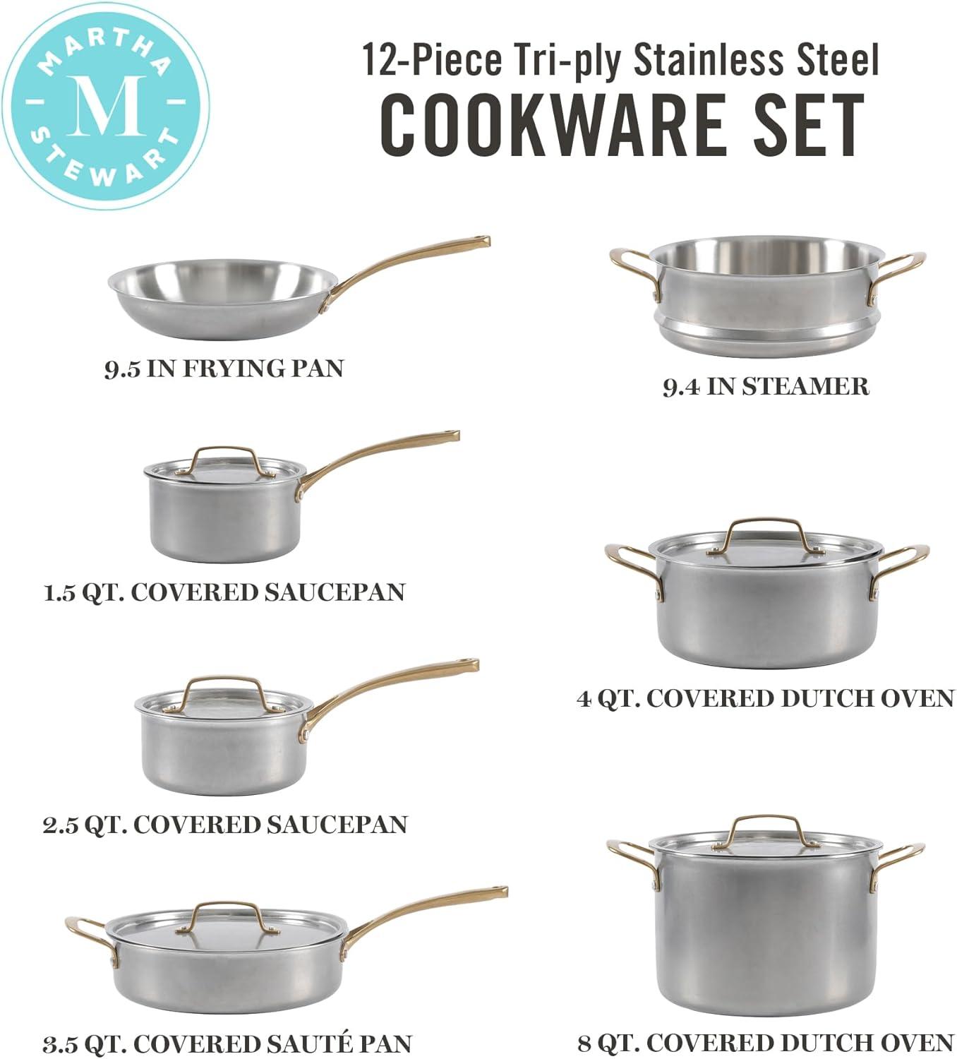 Martha Stewart 12 Pieces Stainless Steel (18/8) Cookware Set & Reviews | Wayfair