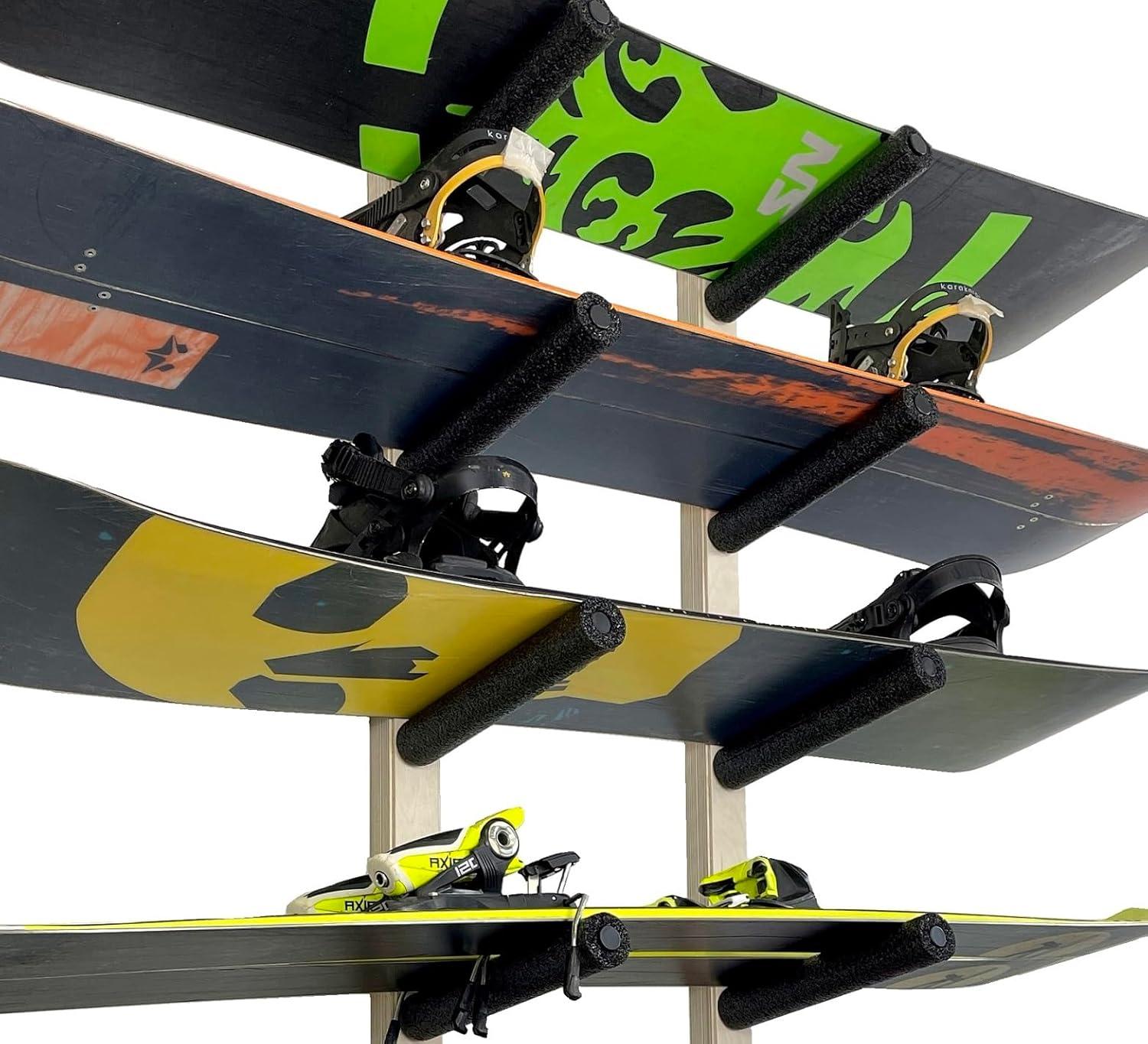 Powder Coated Wall-Mounted Snowboard Rack with Padded Arms