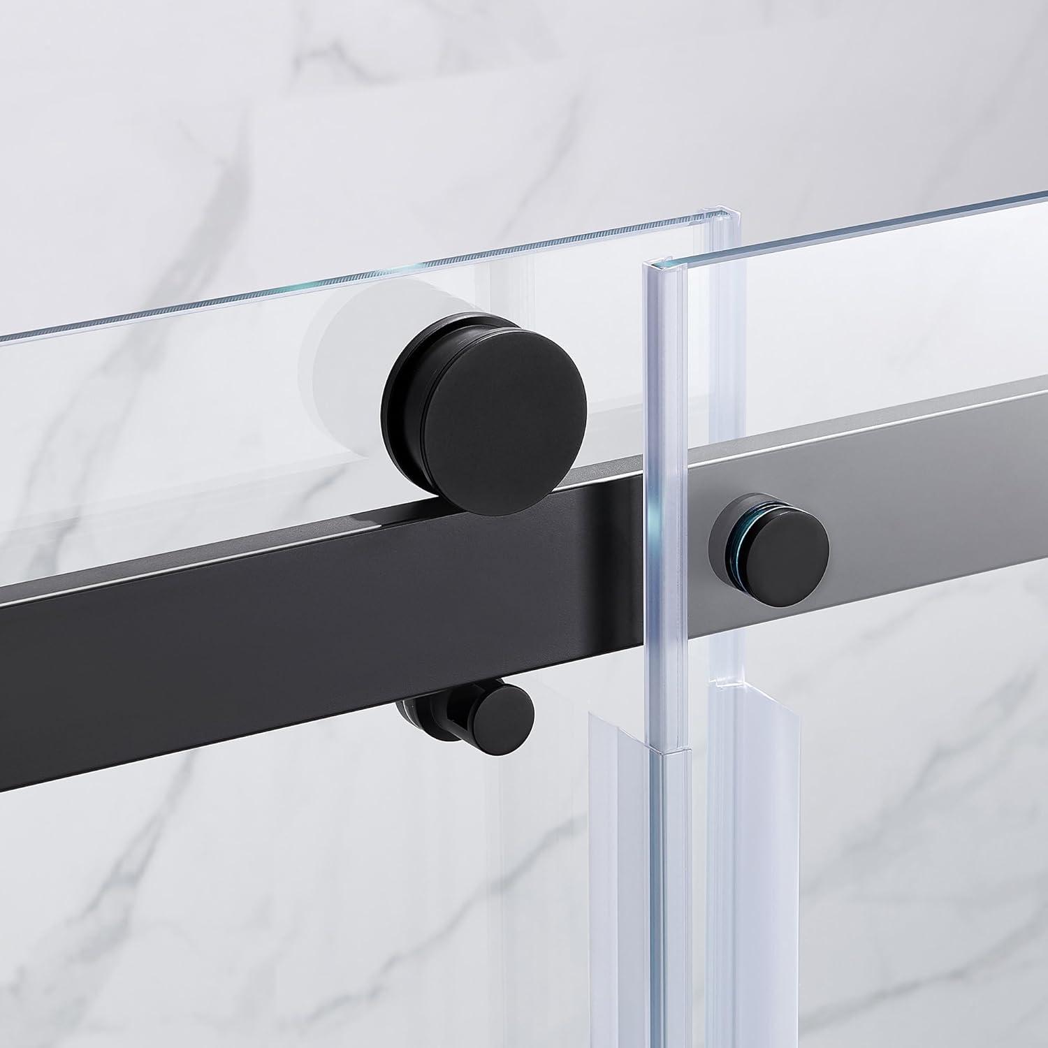 OVE Decors Bel Soft Close Black 72-in x 78.75-in Frameless Sliding Soft Close Shower Door