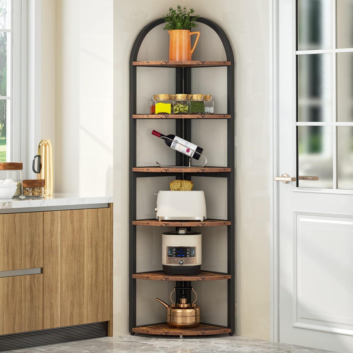 Hommoo 6-Tier Corner Shelf, 71 inch Tall Corner Bookshelf for Small Space