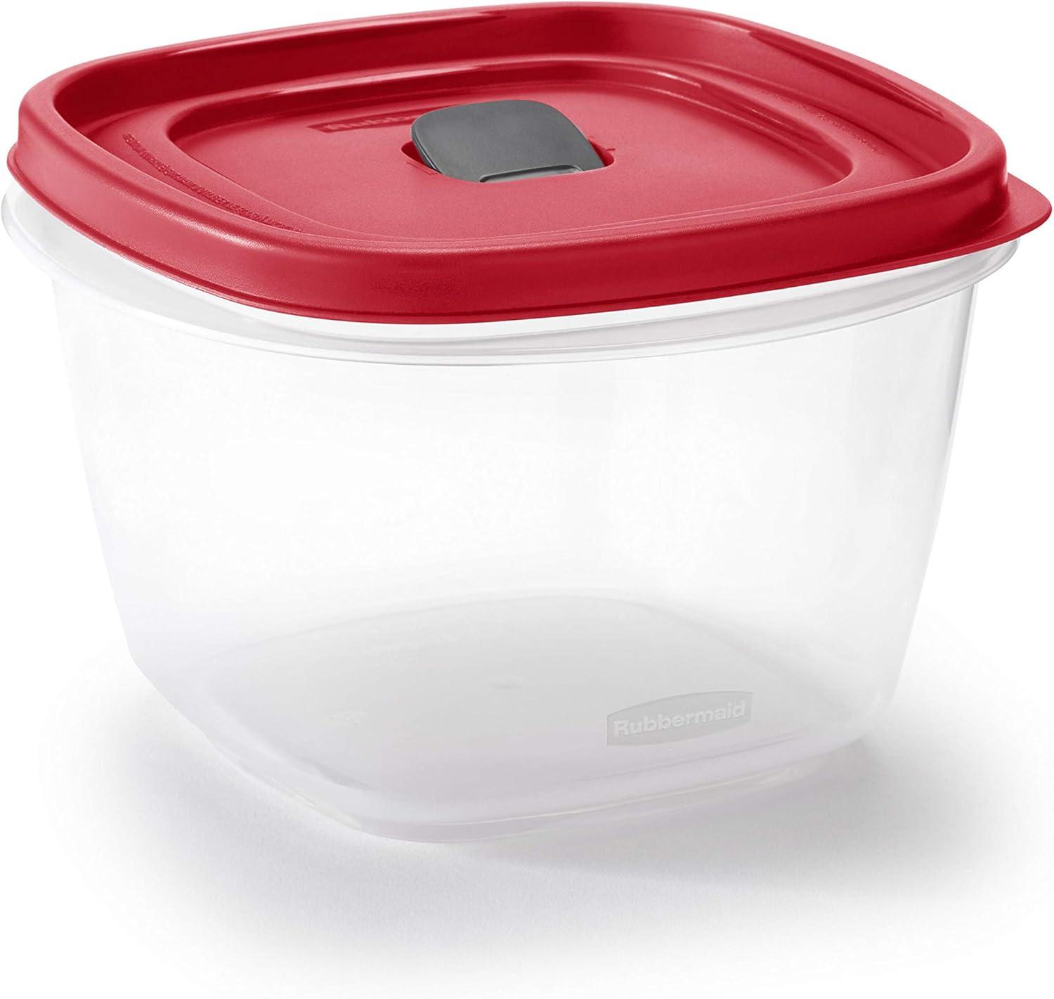 Clear 7-Cup Plastic Food Storage Container with Red Lid