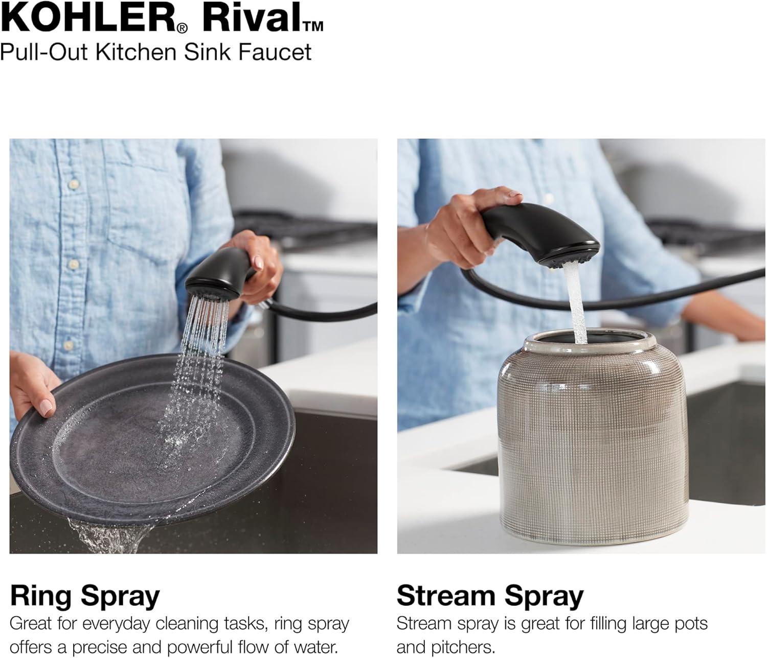 Rival Single-Handle Pull-Out Kitchen Sink Faucet With Two-Function Sprayhead