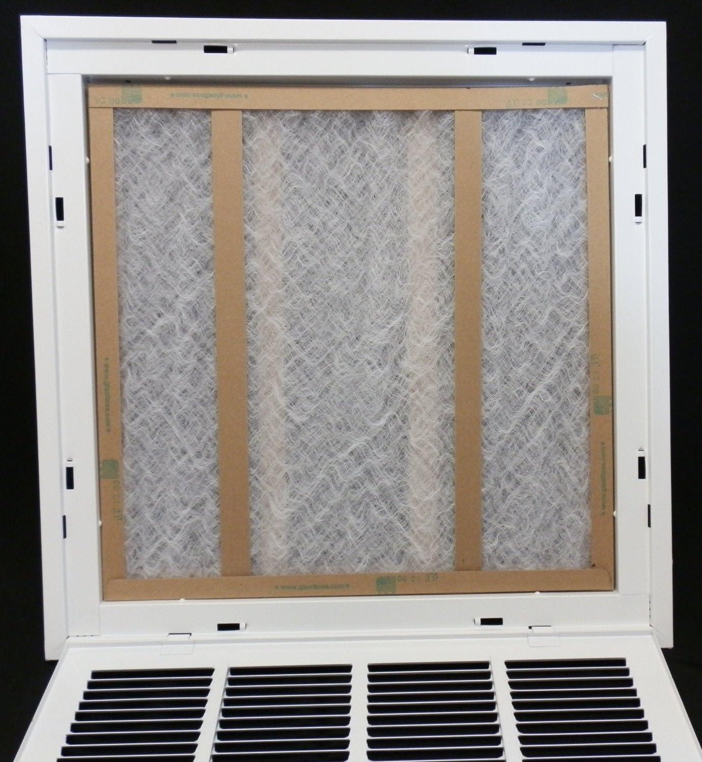 14x14 White Steel Return Air Filter Grille with Fixed Hinges