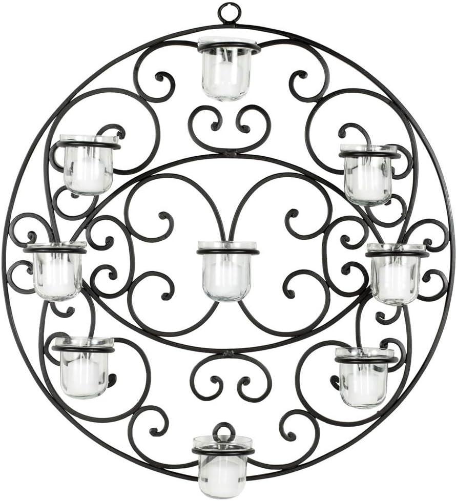 Circular Scroll Tea Light Wall Décor - Black - Safavieh.