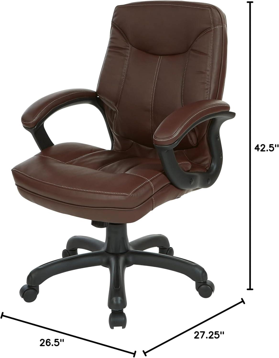 Executive Mid Back Chocolate Faux Leather Chair with Contrast Stitching