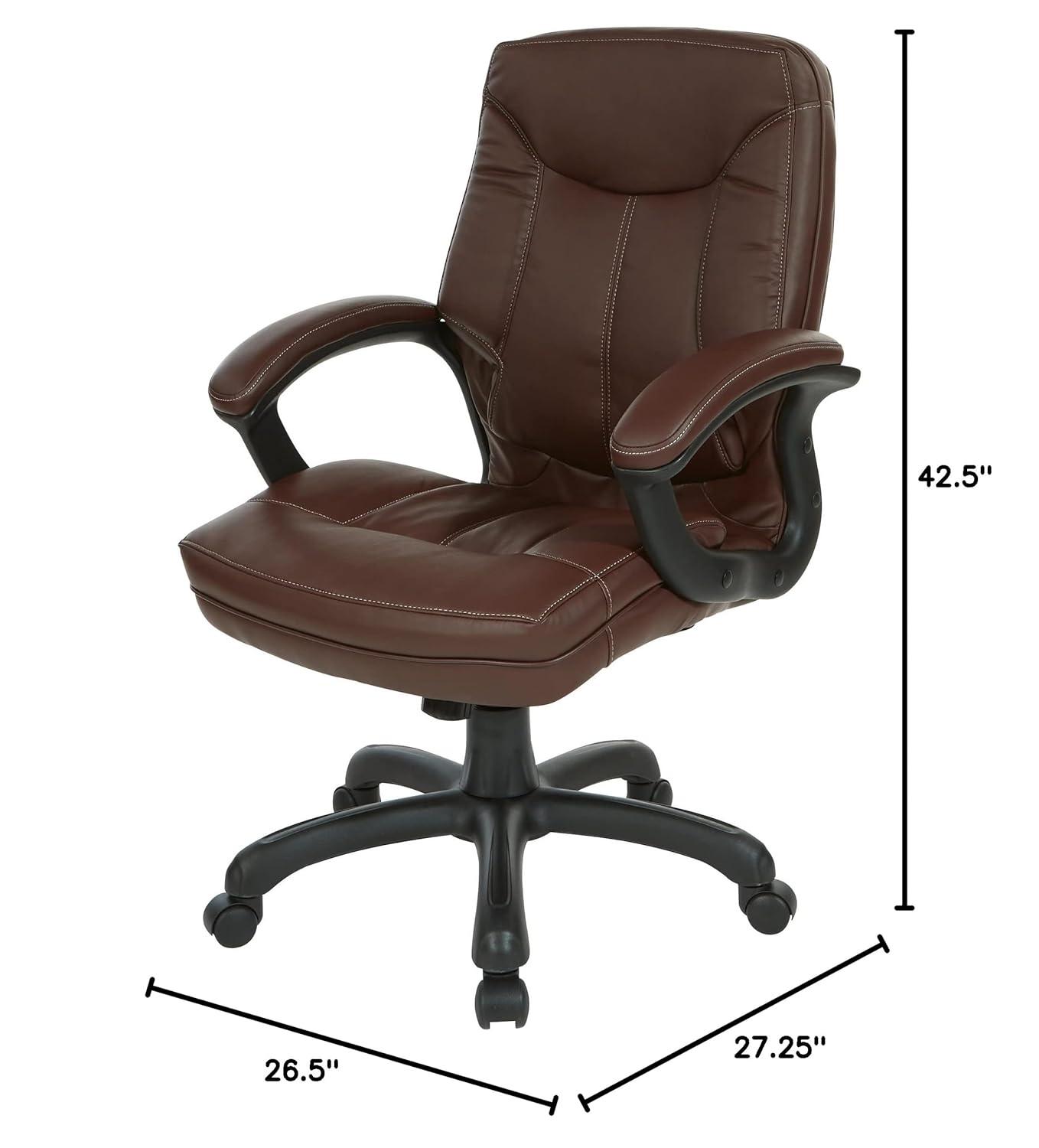 Executive Mid Back Chocolate Faux Leather Chair with Contrast Stitching