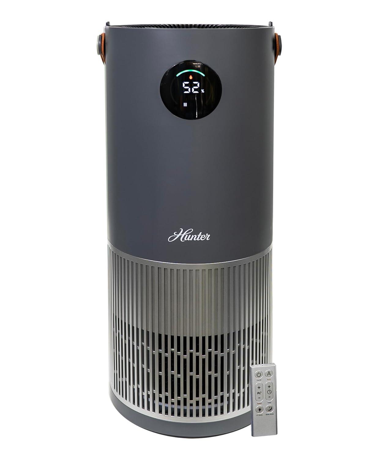 Hunter Fan Company HPH625 Air Purifier and 1.1 Gal Evaporative Humidifier– 2 in 1 Air Purifier & Humidifier Combo, Grey/ Silver