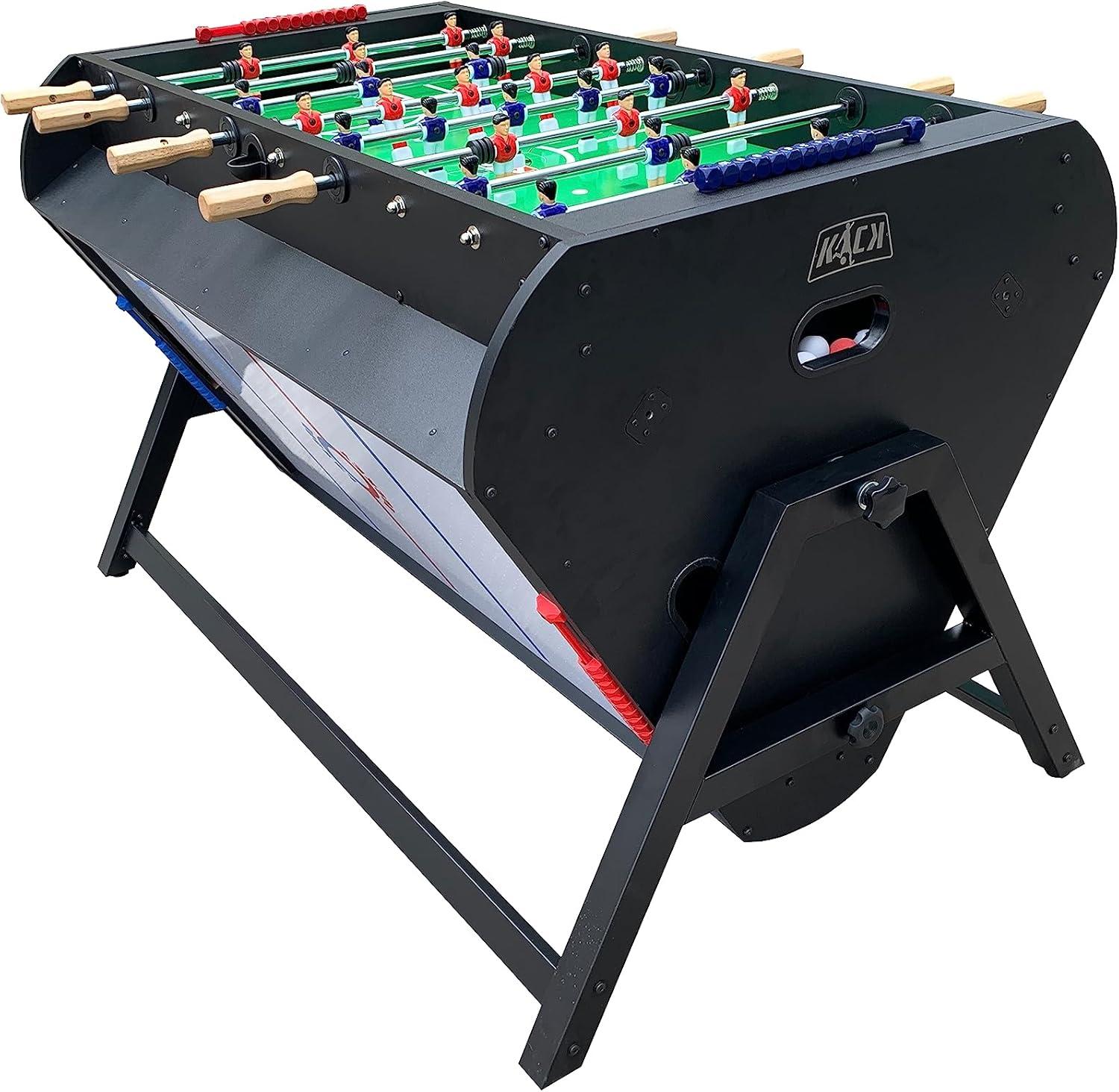 Triplex 55" Black and Wood 3-in-1 Rotating Game Table