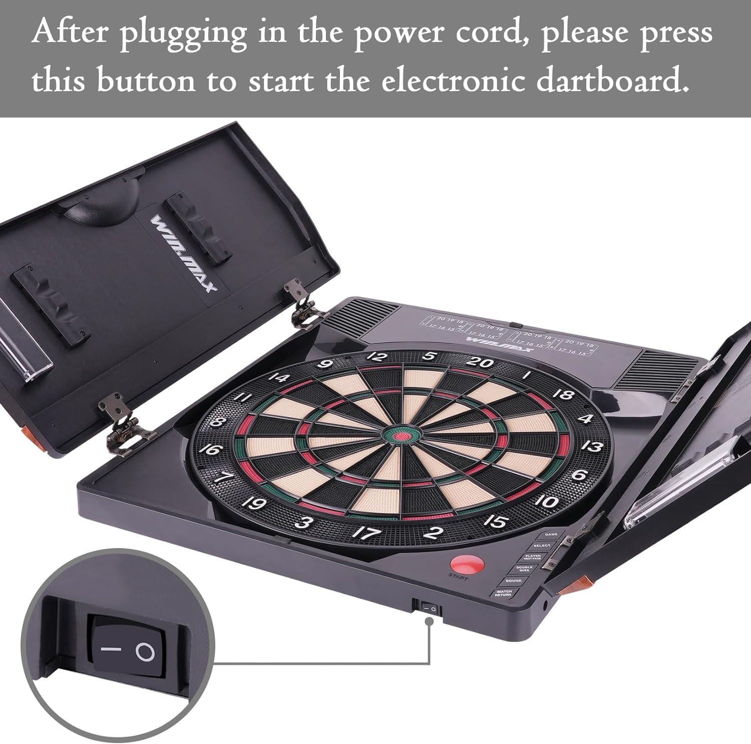 Electronic Dart Board LED Electric Digital Dart Boards for Adults with Cabinet with 12 Soft Tip Dartboard Set