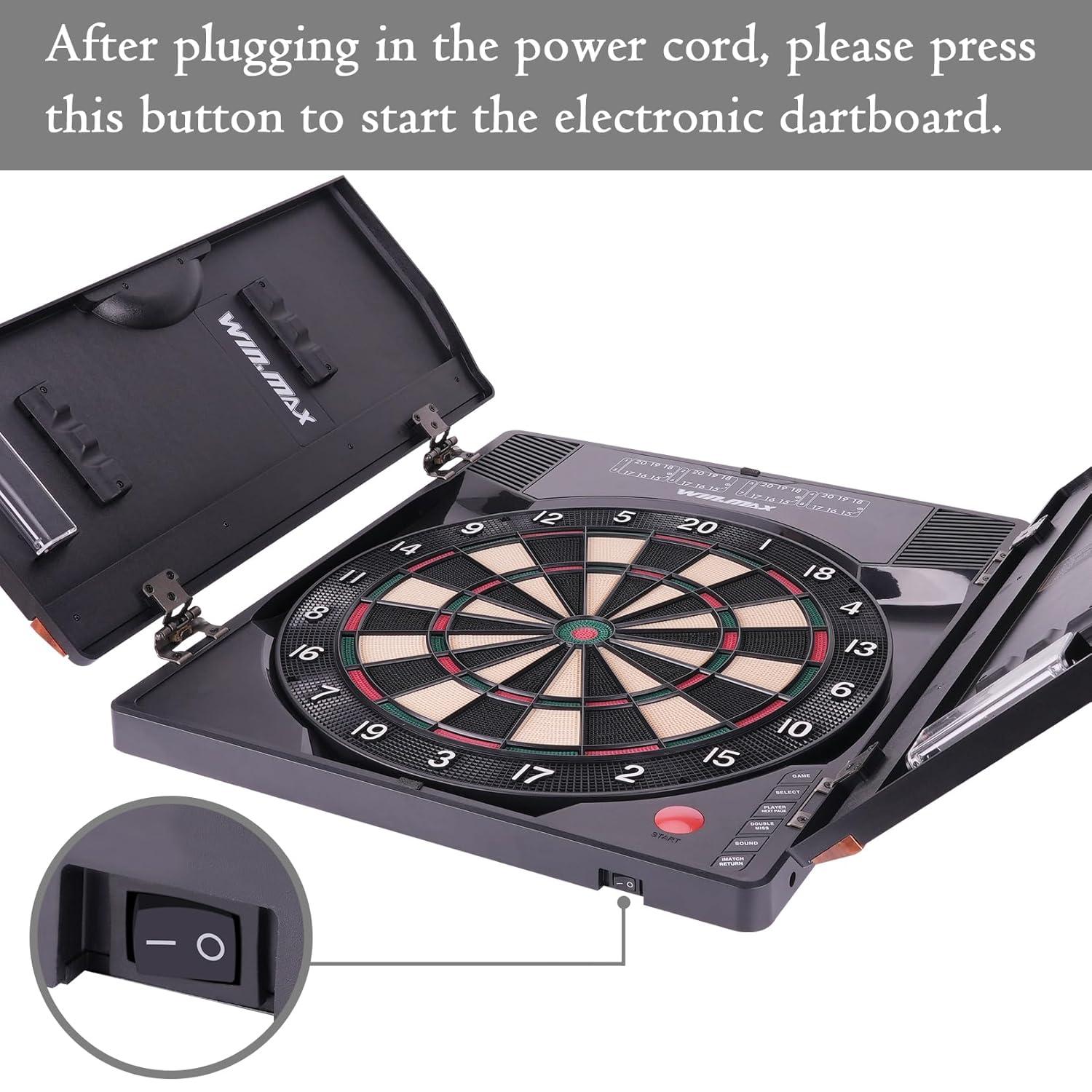 Electronic Dart Board LED Electric Digital Dart Boards for Adults with Cabinet with 12 Soft Tip Dartboard Set