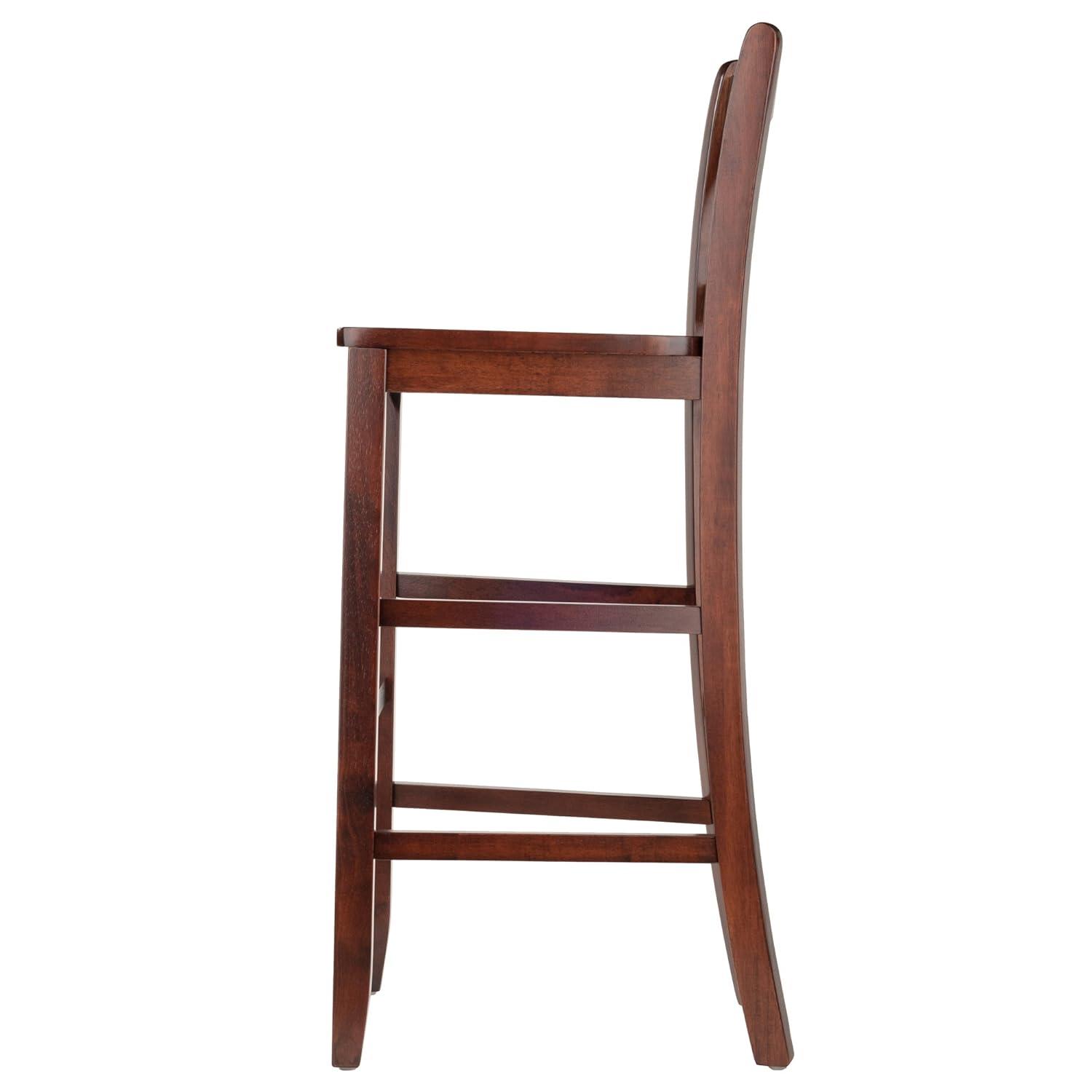 Set of 2 Victor V-Back 30" Barstool Wood/Walnut - Winsome: Solid Wood, High Back, Unupholstered