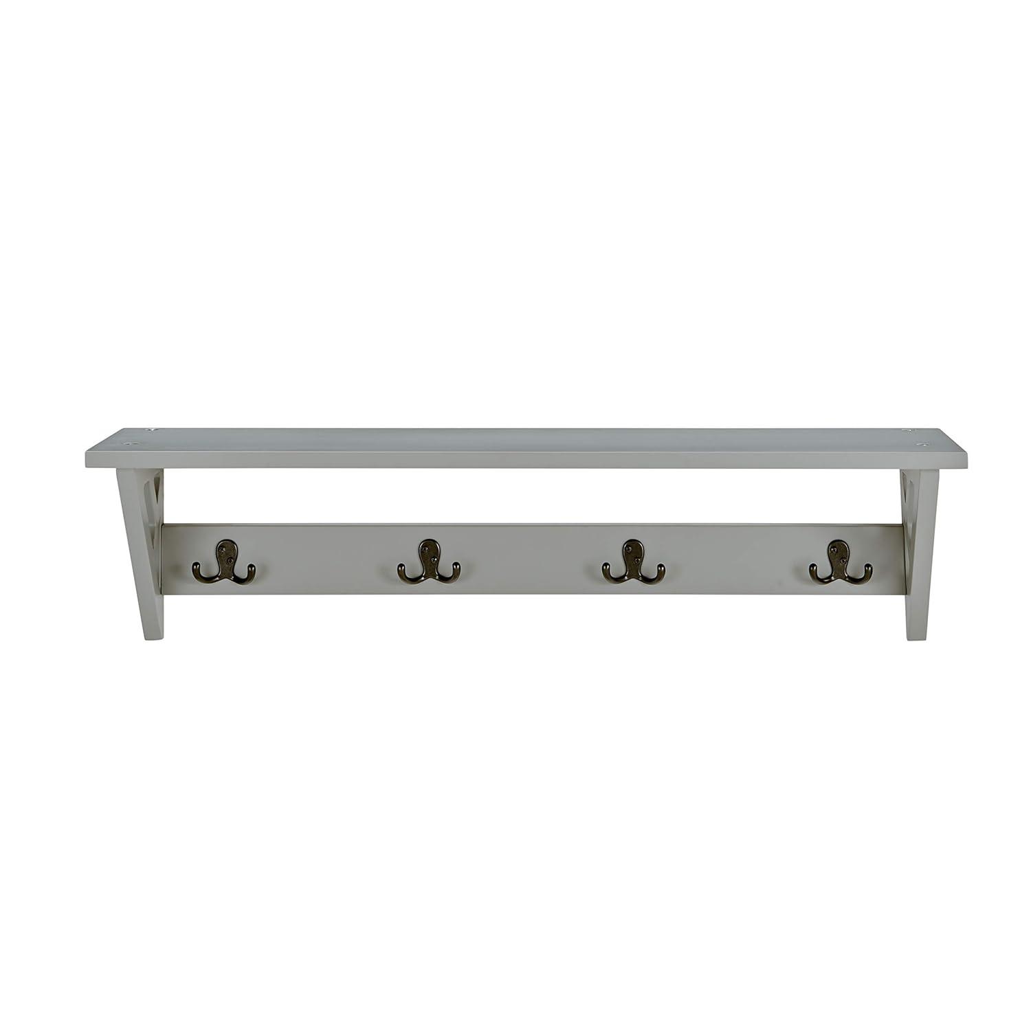 Alaterre Furniture Coventry 36 in. Gray Coat Hook & Shelf Fixture, Entryway, Mudroom & Laundry Room Home Storage