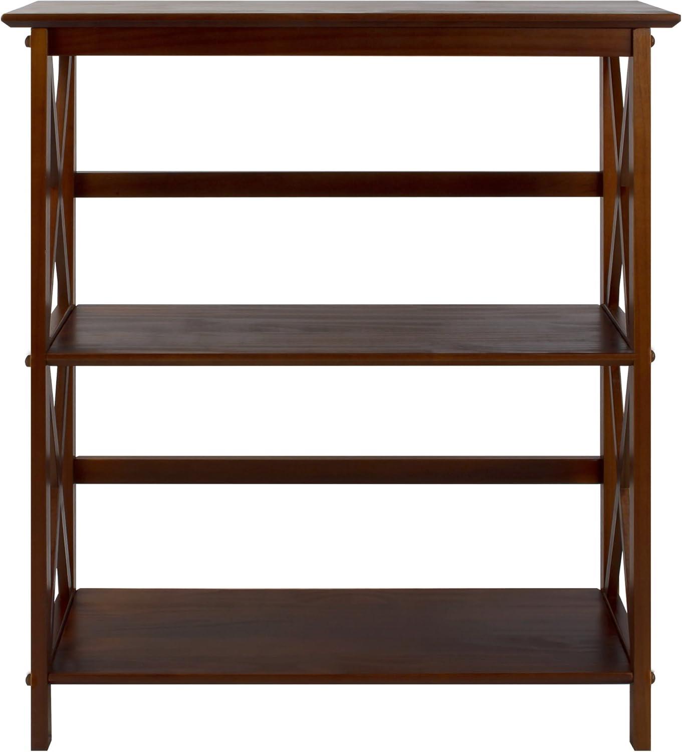 Casual Home 324-34 Soild Wood Montego X Design Style 3 Shelf Bookcase, Walnut