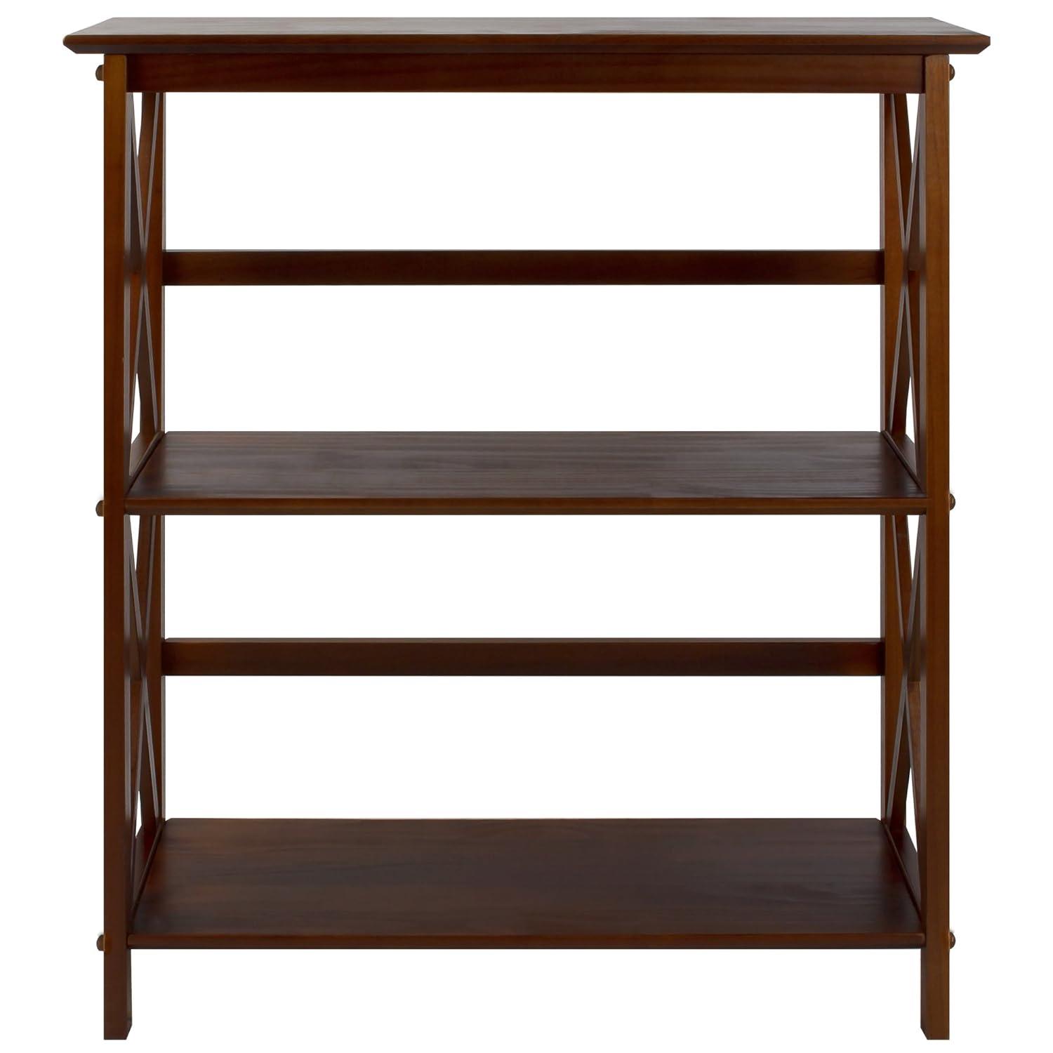Casual Home 324-34 Soild Wood Montego X Design Style 3 Shelf Bookcase, Walnut