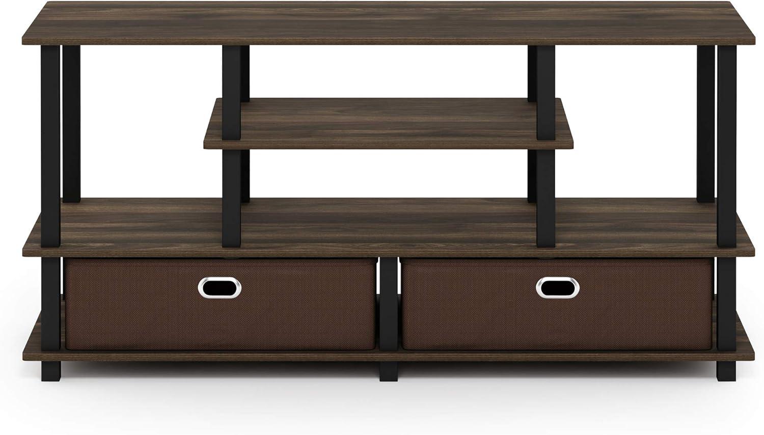 Furinno JAYA Large Stand for up to 50-Inch TV, Columbia Walnut/Black/Dark Brown