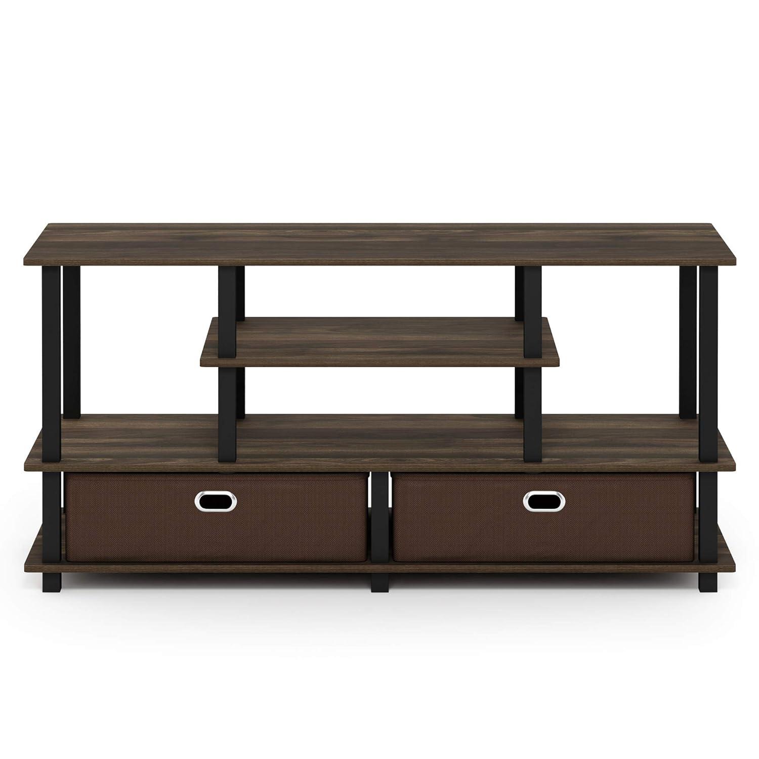 Furinno JAYA Large Stand for up to 50-Inch TV, Columbia Walnut/Black/Dark Brown