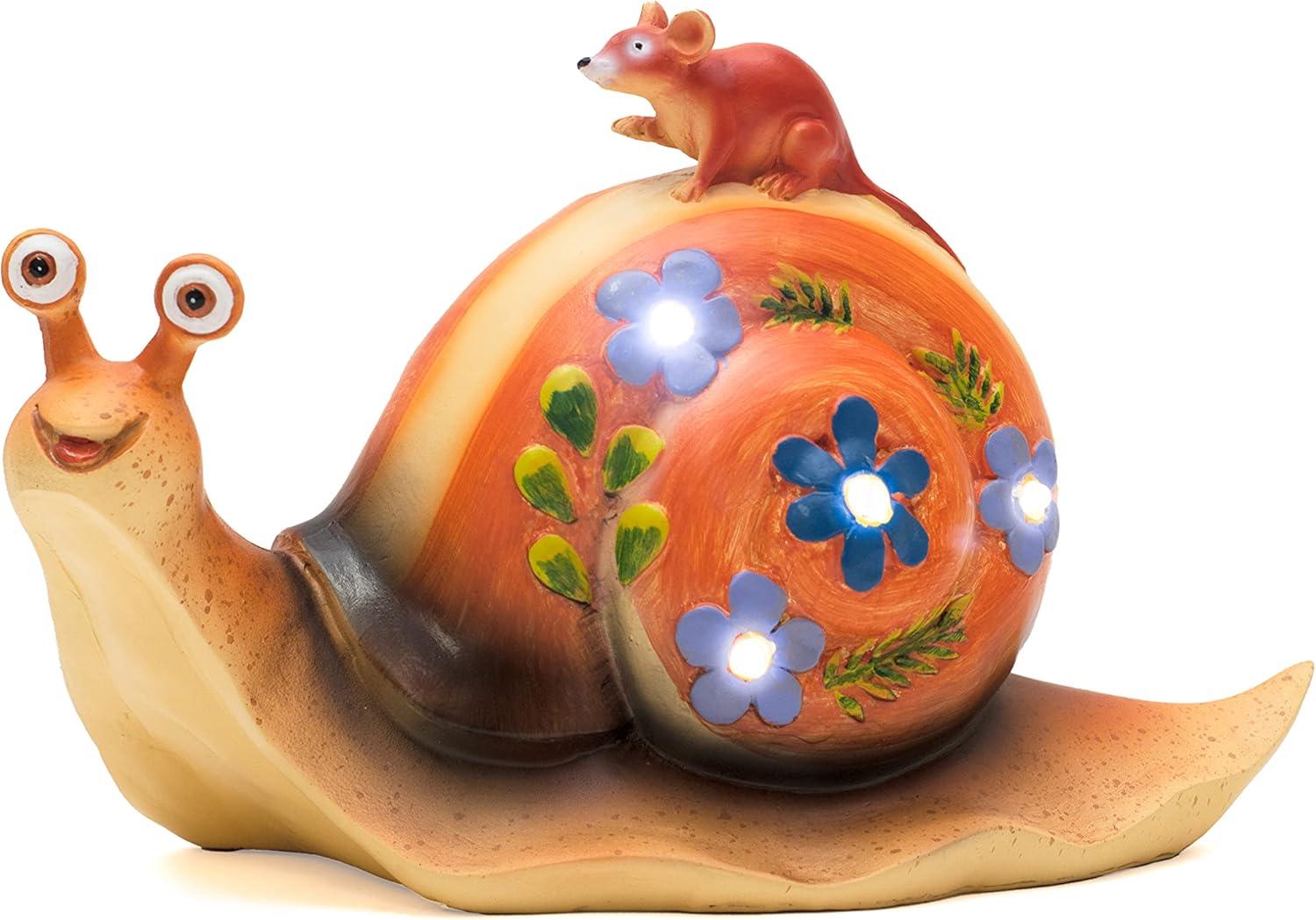 Outdoor Garden Patio Snail Solar Light & Lawn Statue Décor