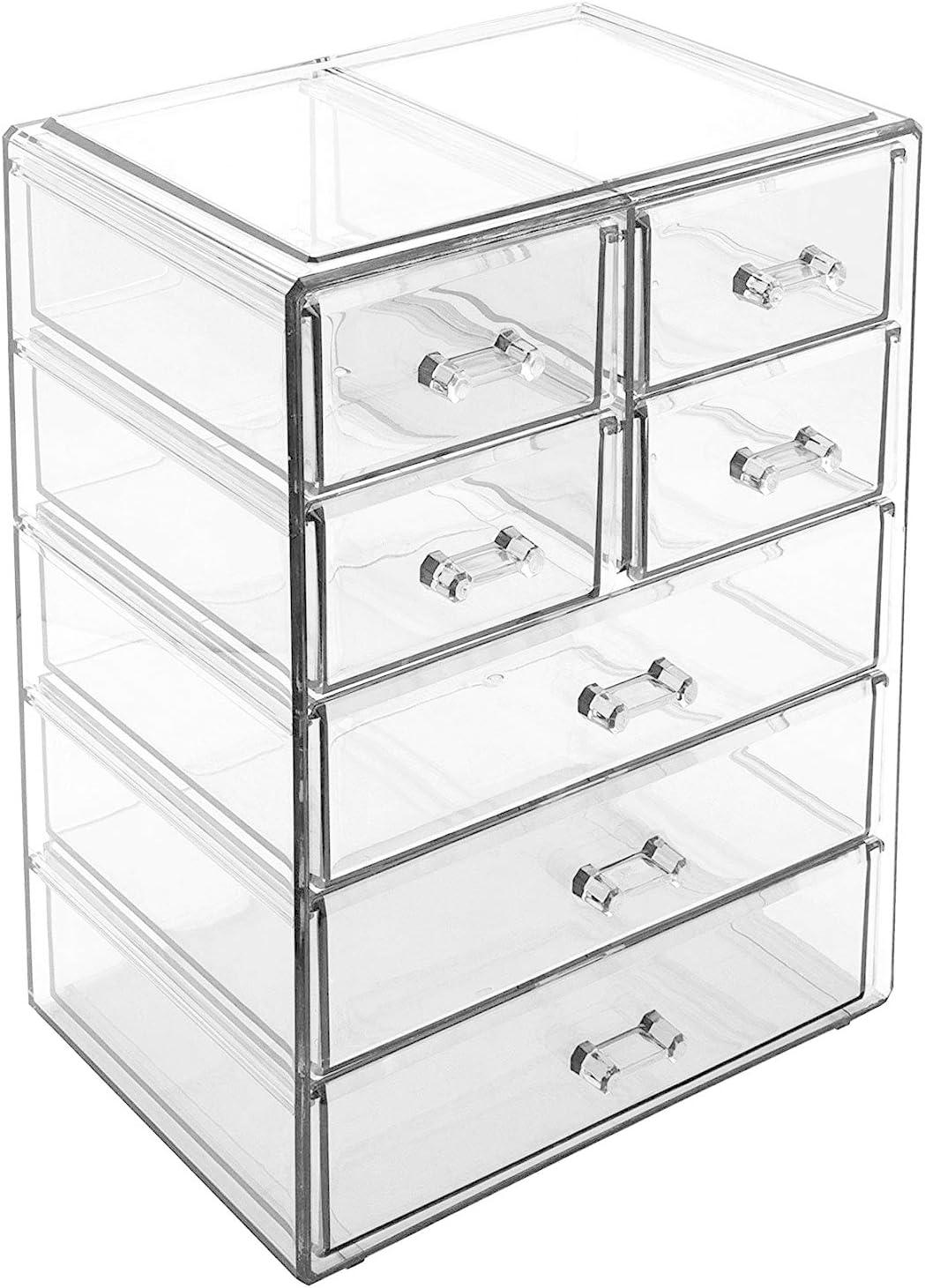 Sorbus Sorbus 7 Drawers Acrylic Makeup and Jewelry Cosmetics Organizer with Mesh Padding in Black