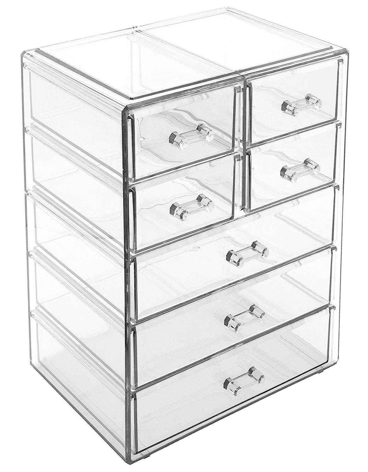 Sorbus Sorbus 7 Drawers Acrylic Makeup and Jewelry Cosmetics Organizer with Mesh Padding in Black