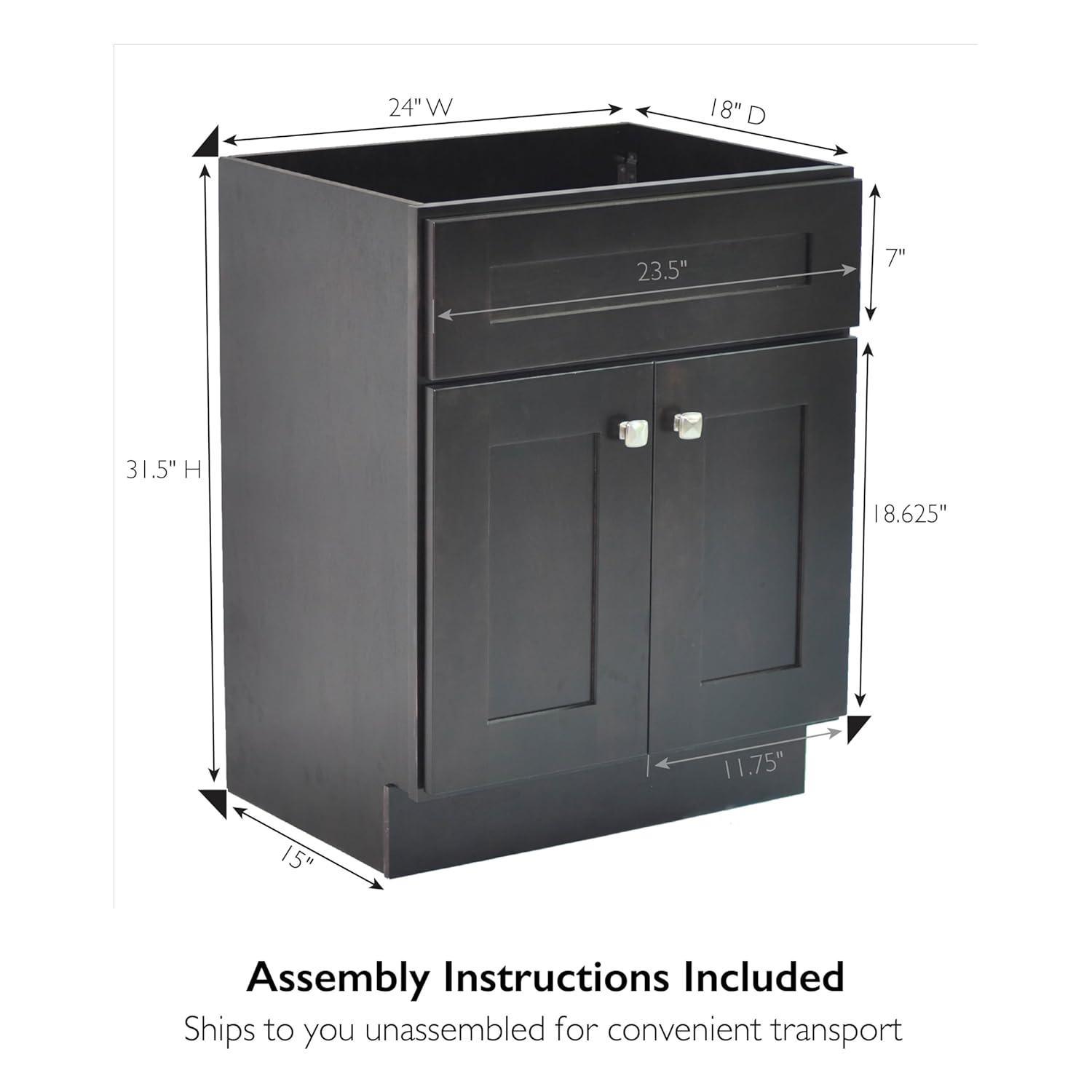 Design House Brookings 24 Inch Bathroom Vanity, Ready to Assemble, Solid Wood, Sherwin Williams – Design House, 587063