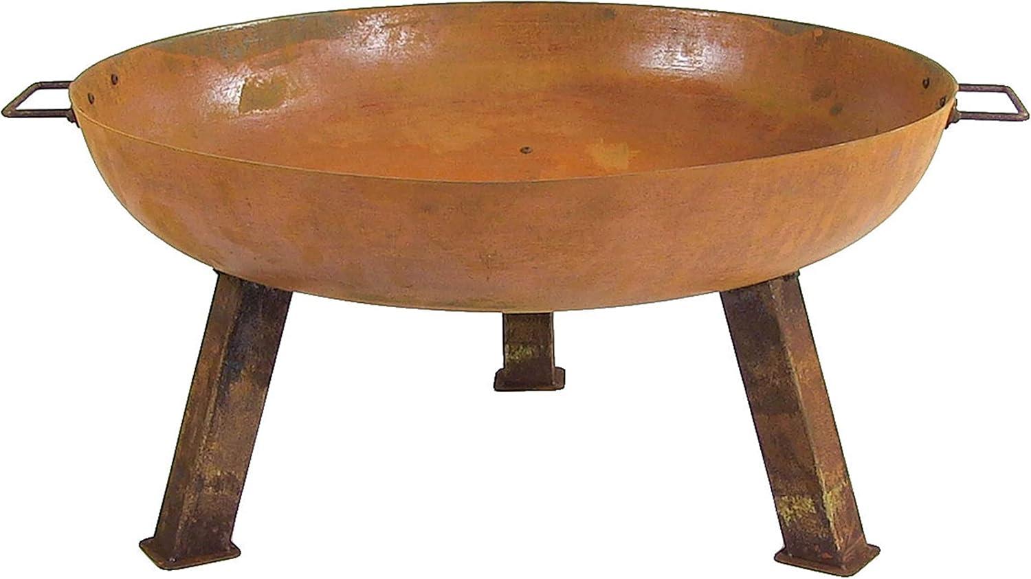 SunnyDaze Decor Union Round Wood-Burning Steel Finish Cast Iron Outdoor Raised Fire Pit Bowl