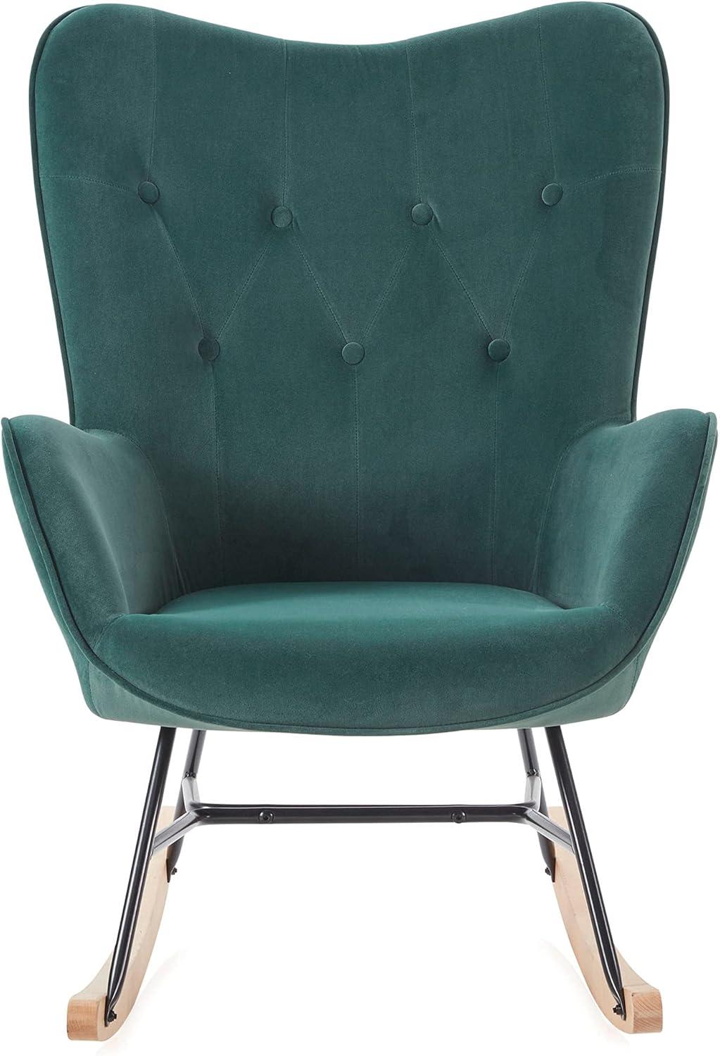 Channel Velvet High Back Arms Rocking Accent Chair