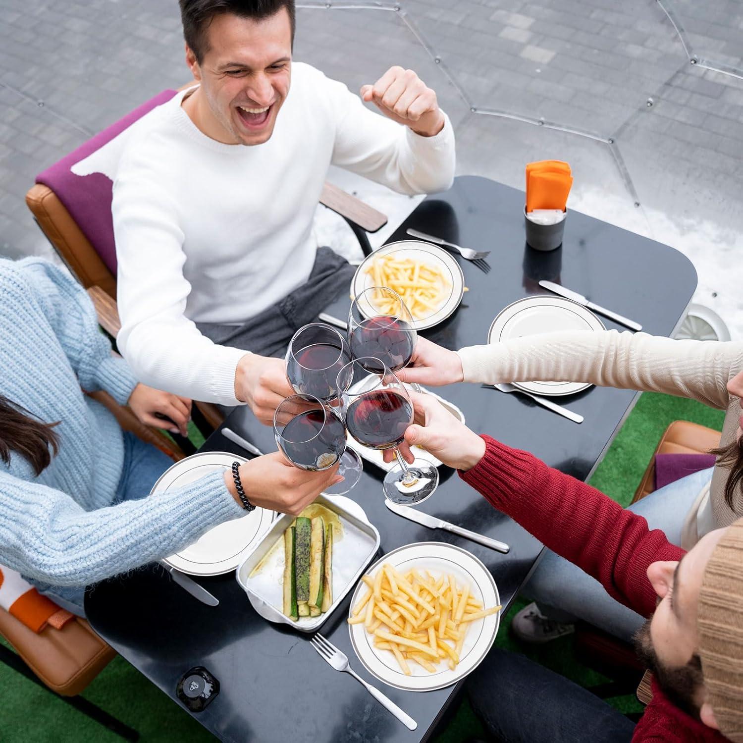 WELLIFE Silver Plastic Dinner Plates 72 Pieces, 10.25" Silver Disposable Plates, Premium Hard Plastic Lunch Plates, Ideal for Wedding and Party