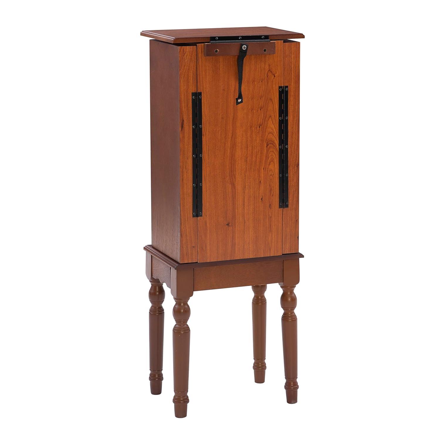 Lightly Distressed Deep Cherry Jewelry Armoire