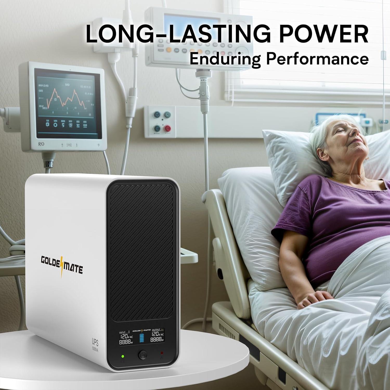 1000VA/800W Lithium UPS Battery Backup and Surge Protector, Backup Battery Power Supply with LiFePO4 Batteries(230.4 Wh), Sinewave UPS System, 10 Years Lifespan, 8 Outlets, LCD Display