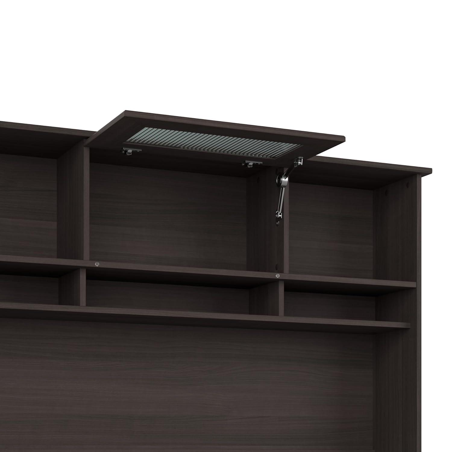 Cabot 60W L Shaped Computer Desk with Hutch Heather Gray - Bush Furniture: Executive Workstation, Storage Cabinet