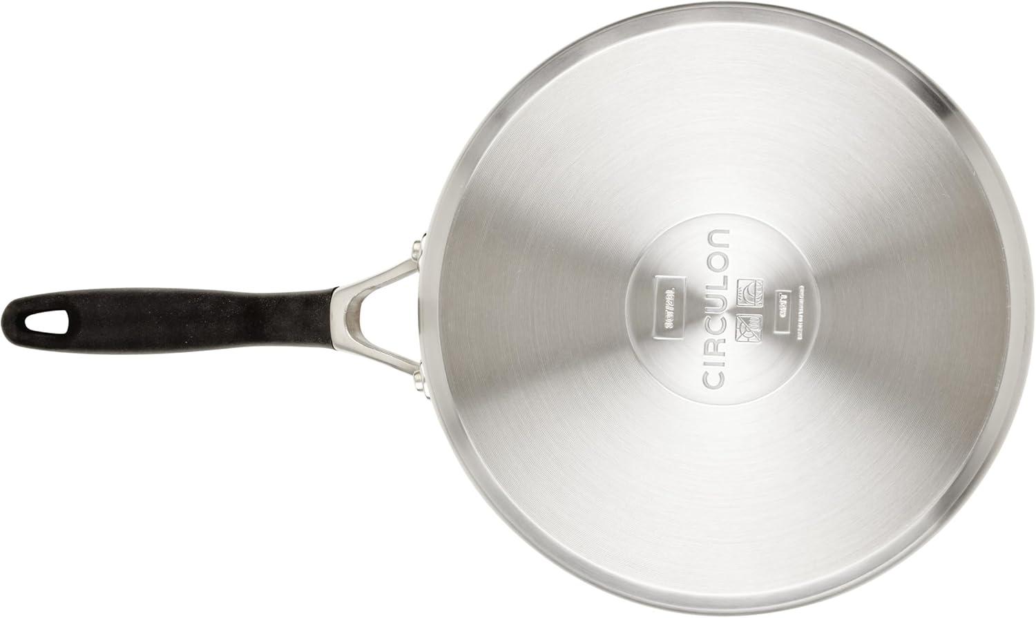 3-Quart Silver Stainless Steel Nonstick Sauté Pan with Lid