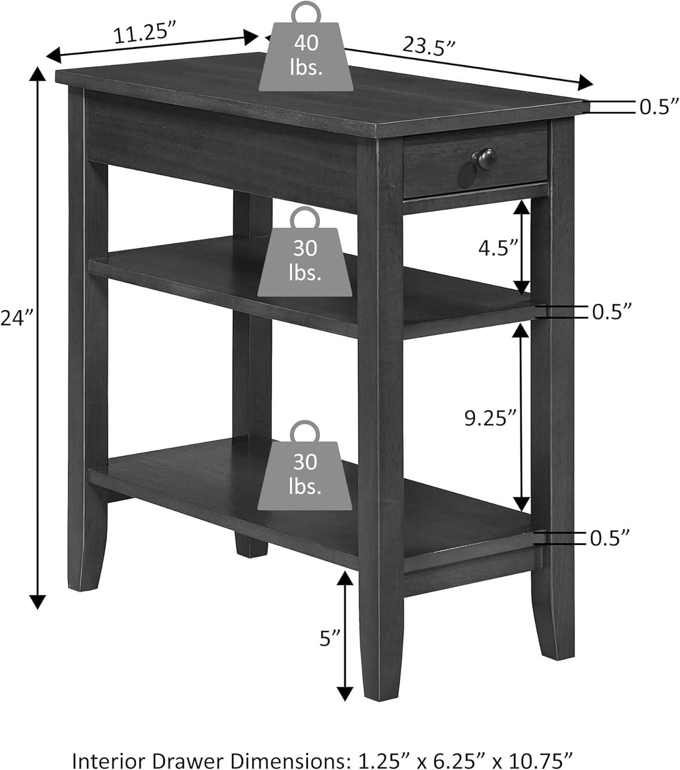 Convenience Concepts American Heritage 24 in. Tall Flip Top End Table, Walnut (Tabletop)