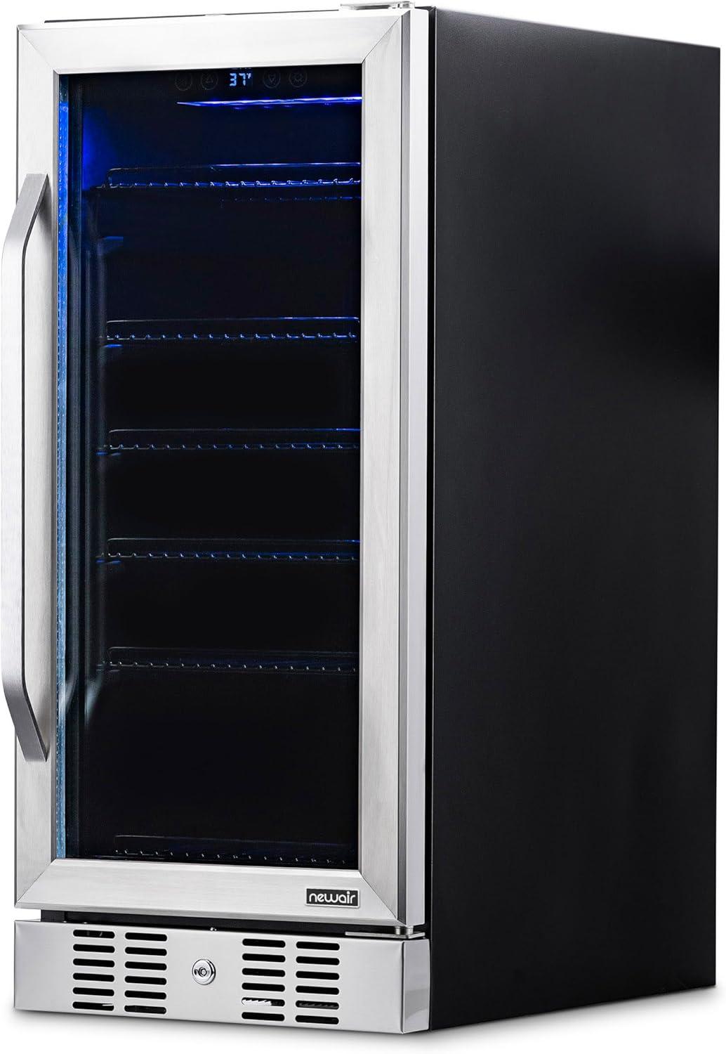 Newair 15" Built-in 96 Can Beverage Fridge in Stainless Steel with Precision Temperature Controls