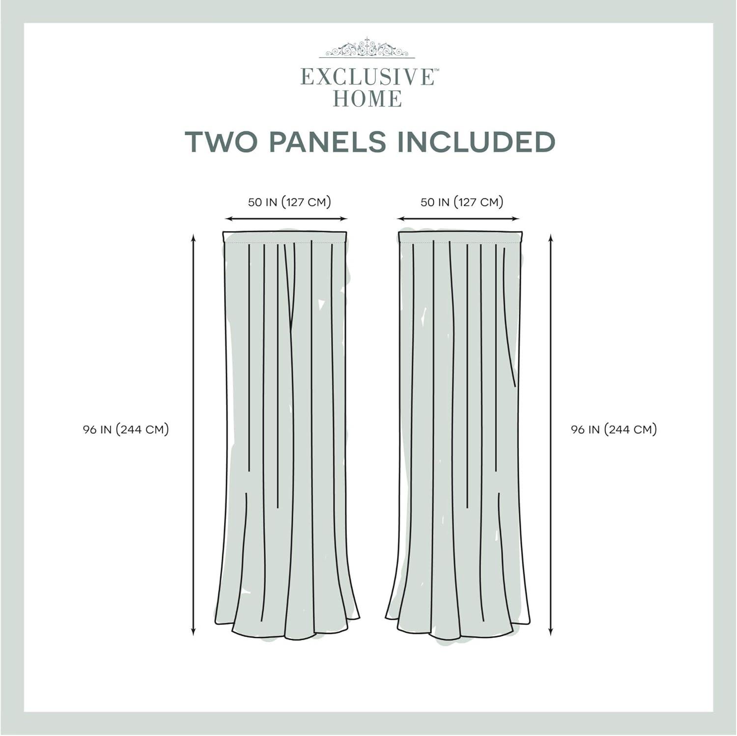 Set of 2 (96"x50") Darma Rod Pocket Window Curtain Panel Linen - Exclusive Home: Light Filtering, Modern Rugby Stripe