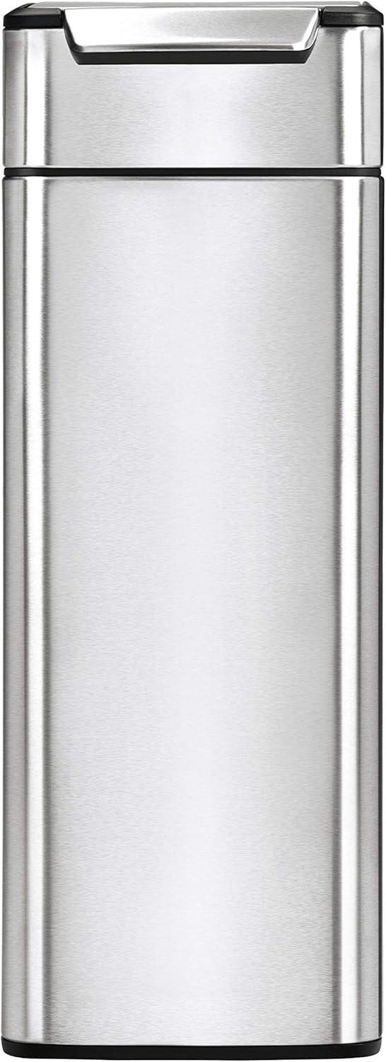 simplehuman 40 Liter / 10.6 Gallon Slim Touch-Bar Kitchen Trash Can, Brushed Stainless Steel