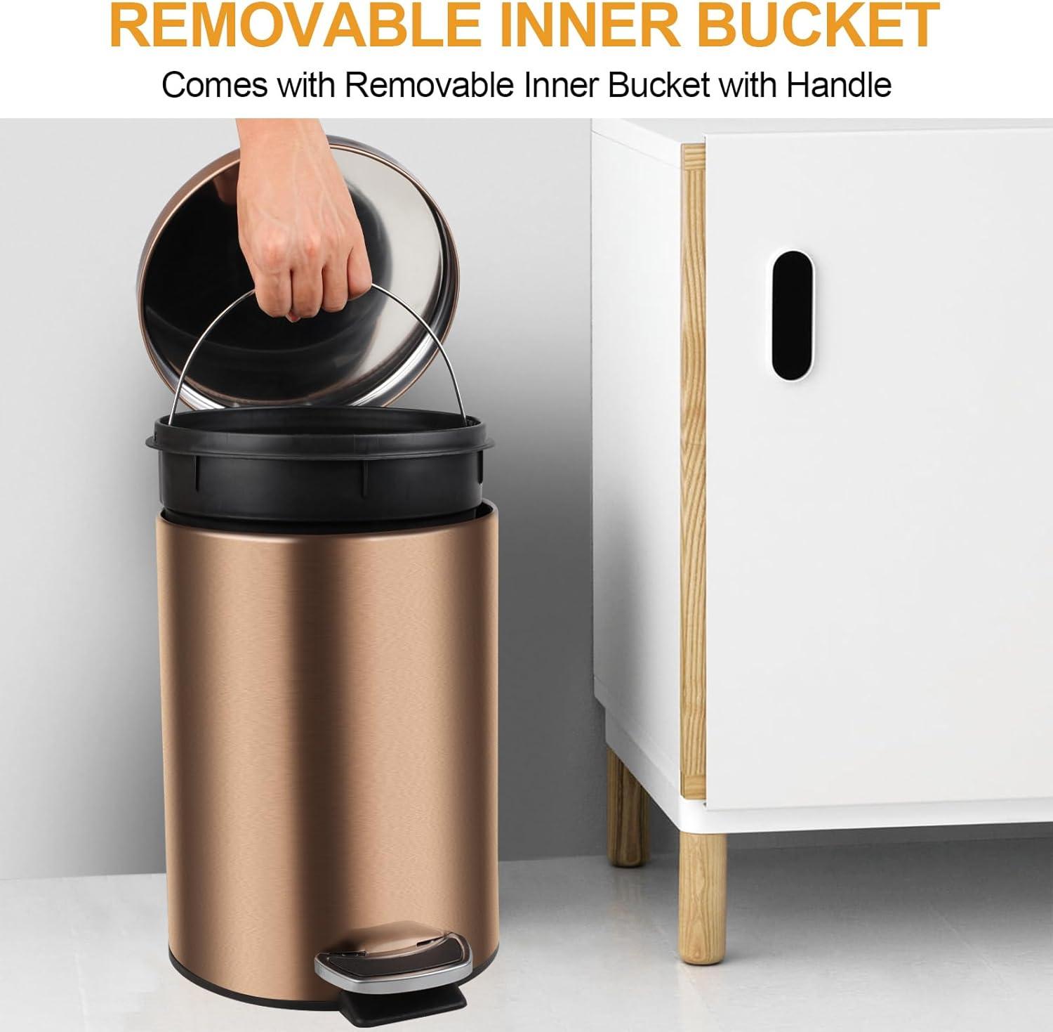 2.1 Gallon Gold Stainless Steel Pedal Trash Can