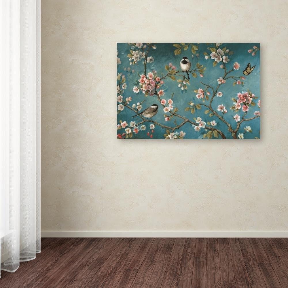 Lisa Audit Blossom I Floral Canvas Art in Blue and Pink