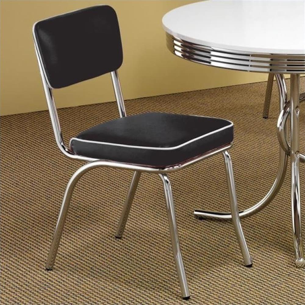 Home Square Retro Round Dining Table Set with 4 Chairs in Chrome