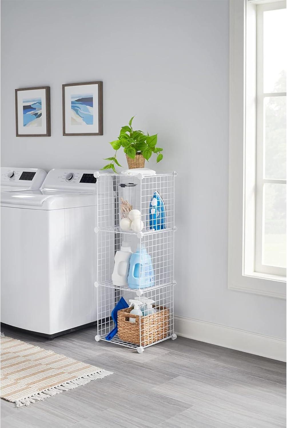 Rubbermaid 3-Piece Stackable Modular Storage Cube Set, Closet Organizer, White
