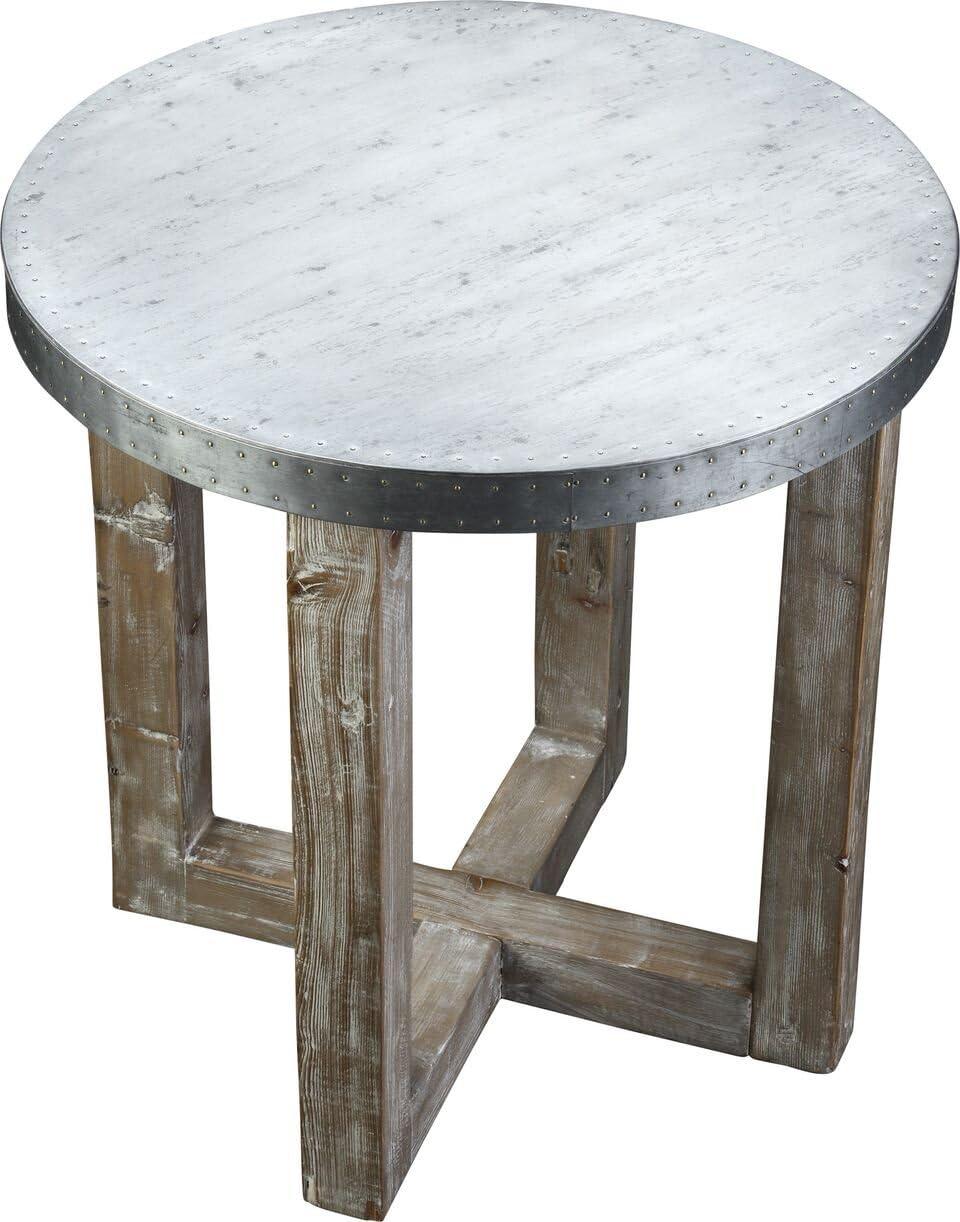 24 x 23.5 x 23.5 in. Murray Side Table in Natural & Zinc Top