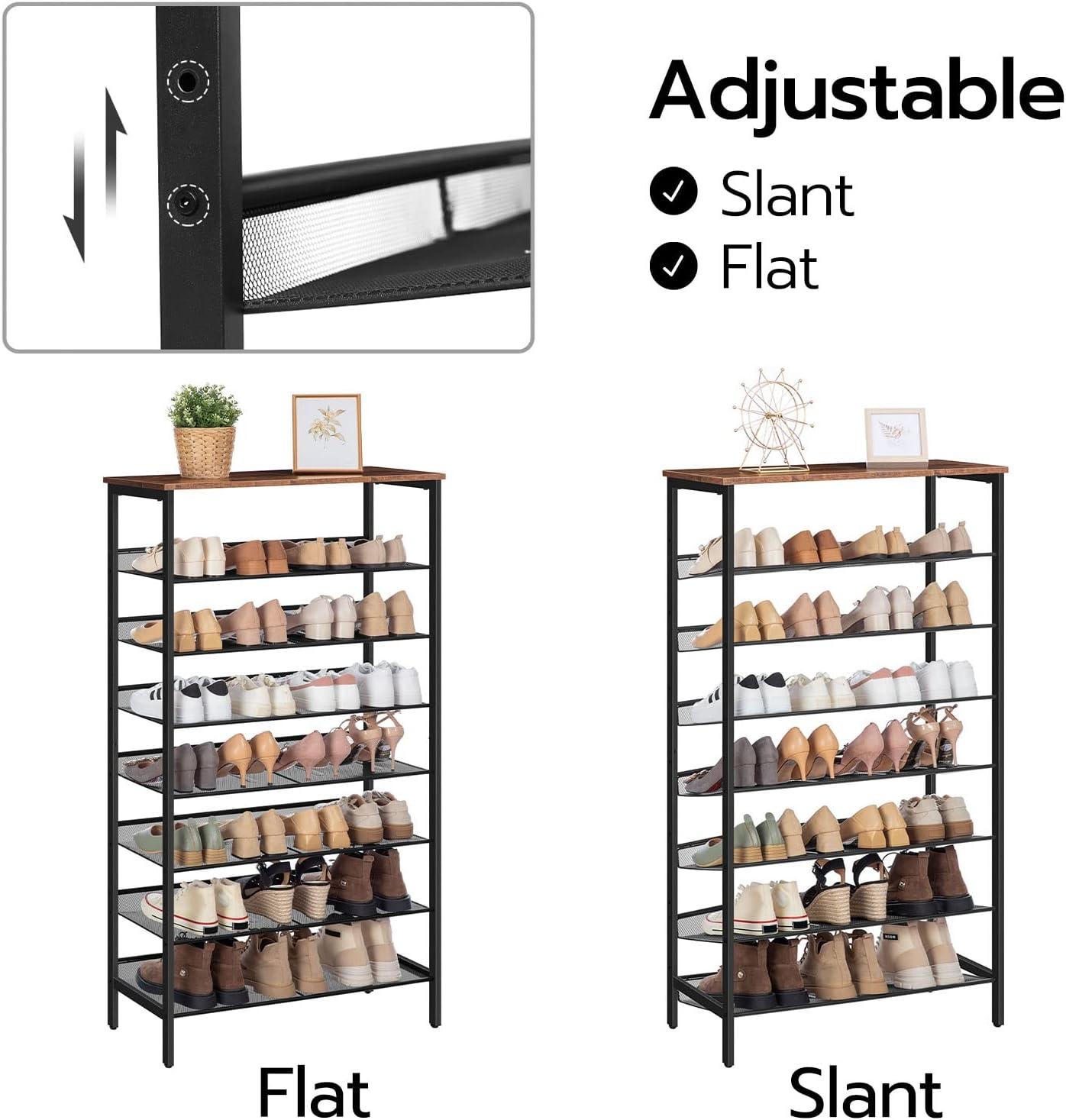 Industrial 8-Tier Adjustable Metal Shoe Rack